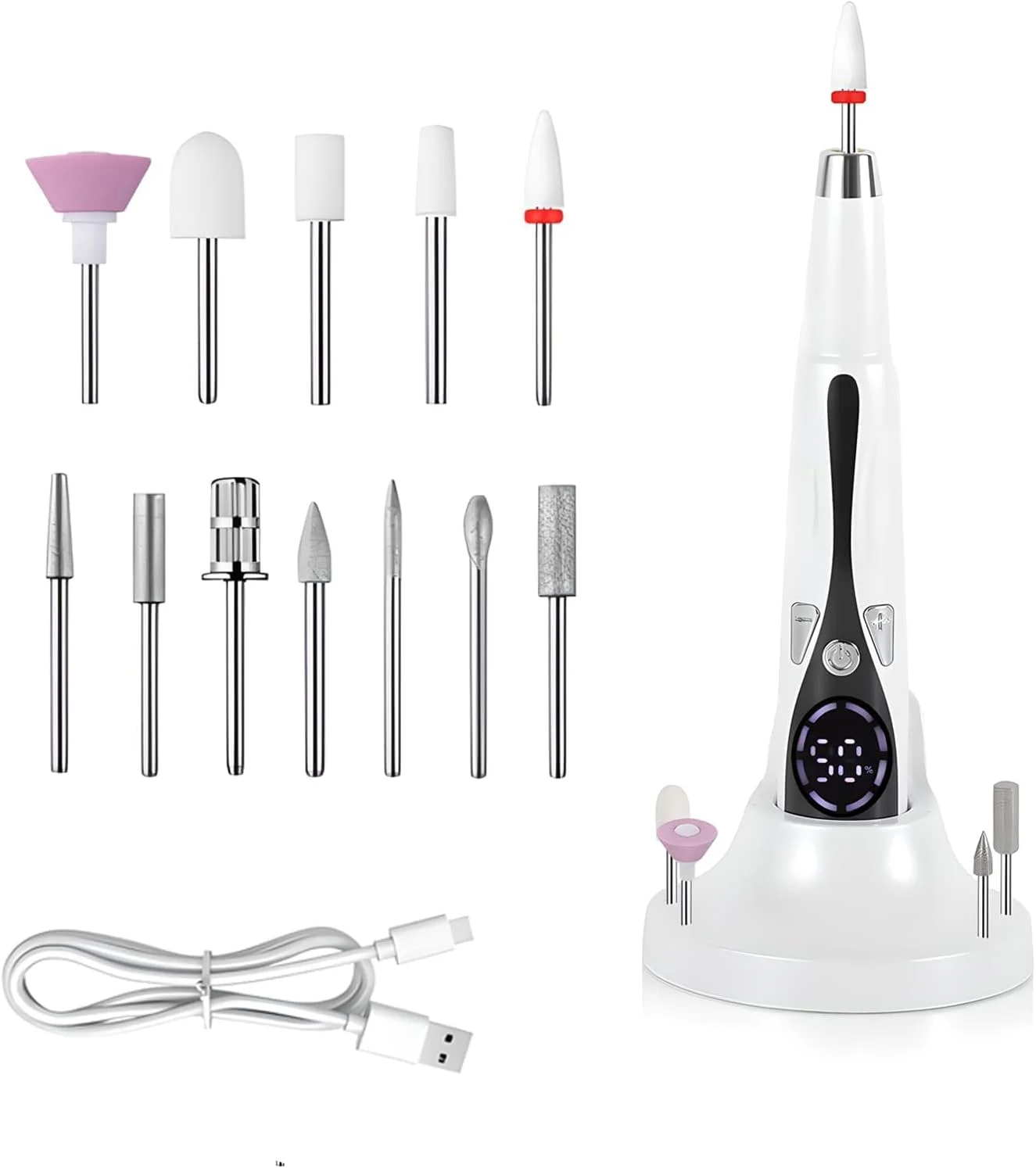 دستگاه سوهان برقی ناخن شارژی با متعلقات، دستگاه قابل حمل و شارژی Azonee، ابزار حرفه ای برای ناخن های اکریلیک و ژل، مانیکور پدیکور و پولیش
