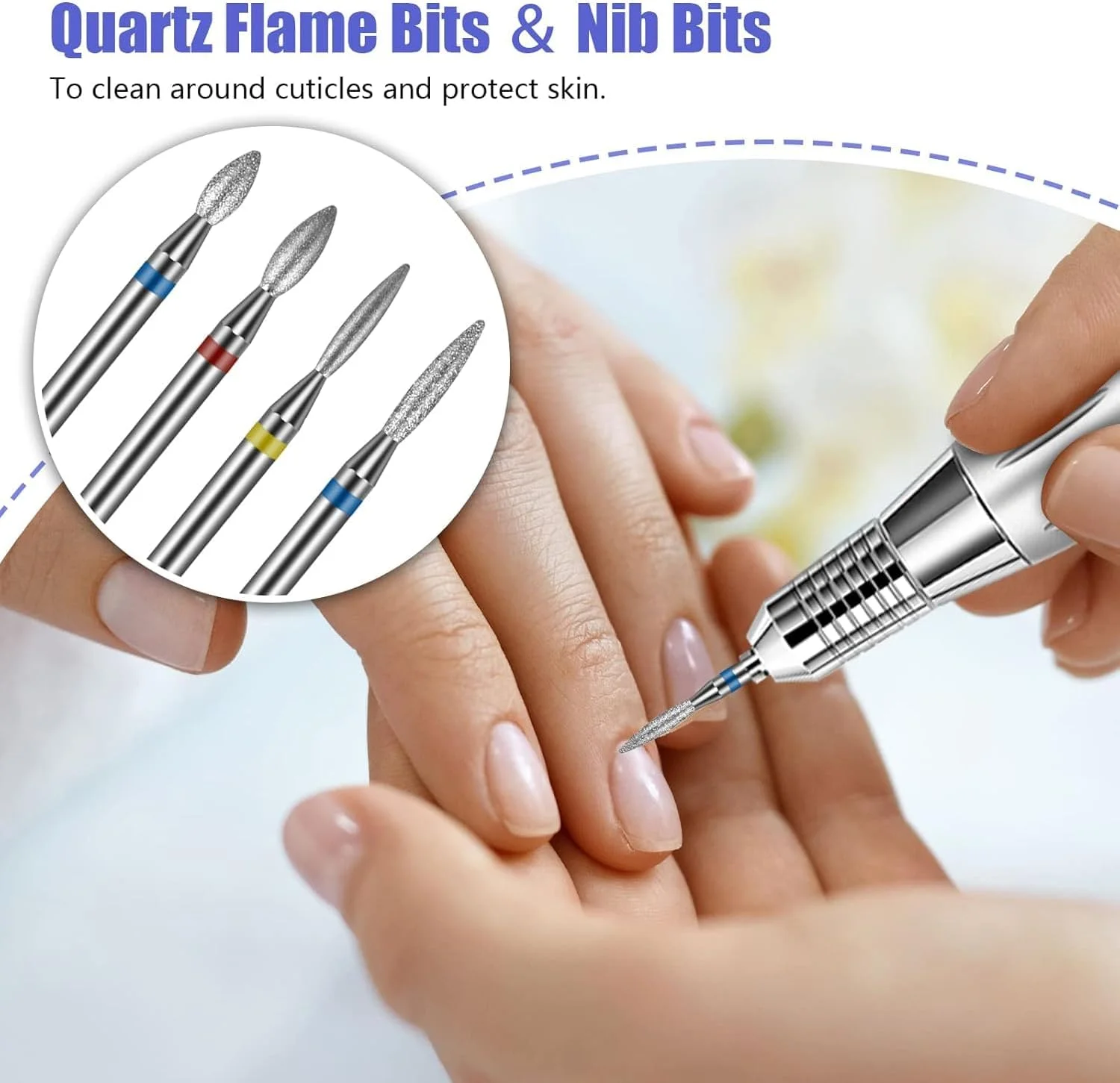 ست مته ناخن Depvko Htlaew، ۲۰ عددی، مته های سرامیکی کاربید ۳/۳۲ اینچی برای ناخن، مته های ناخن برای دستگاه مانیکور، ست مته الماسه برای از بین بردن پوست های مرده، مانیکور و پدیکور (۲۰ عددی)