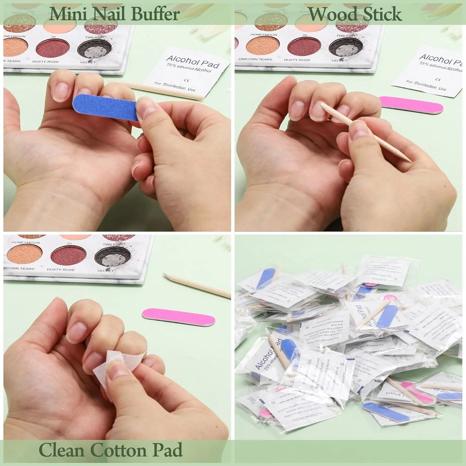 ۴۸ ست کیت مانیکور یکبار مصرف ۳ تکه شامل سوهان ناخن با درجه زبری ۱۰۰/۱۸۰، چوب مانیکور، پد پاک کننده لاک ناخن برای طراحی ناخن، ابزار طراحی و مانیکور