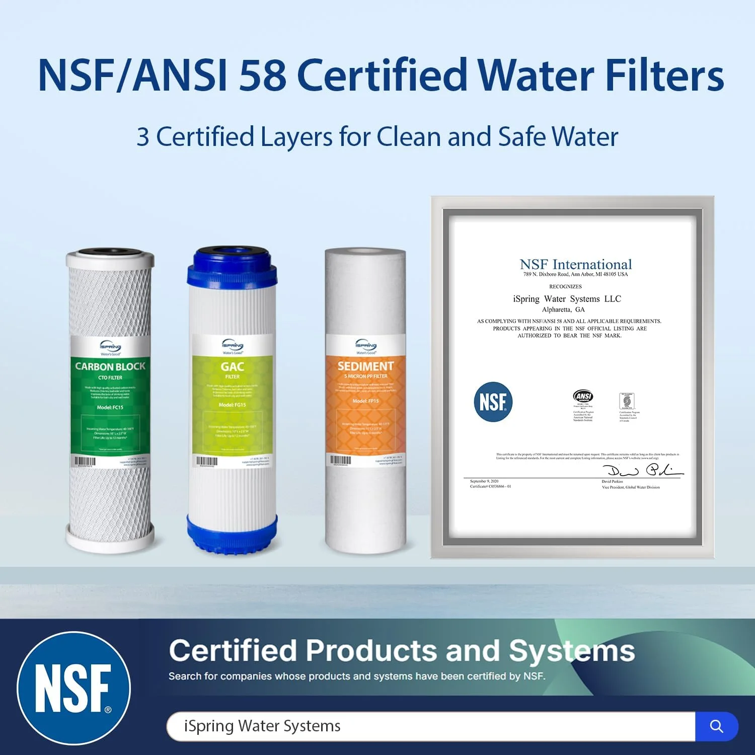 سیستم تصفیه آب سه مرحله ای زیر سینکی iSpring US31 Classic، بدون مخزن، ظرفیت بالا، رسوب گیر + GAC + کربن سیستم تصفیه آب سه مرحله ای زیر سینکی iSpring US31 Classic، بدون مخزن، ظرفیت بالا، رسوب گیر + GAC + کربن