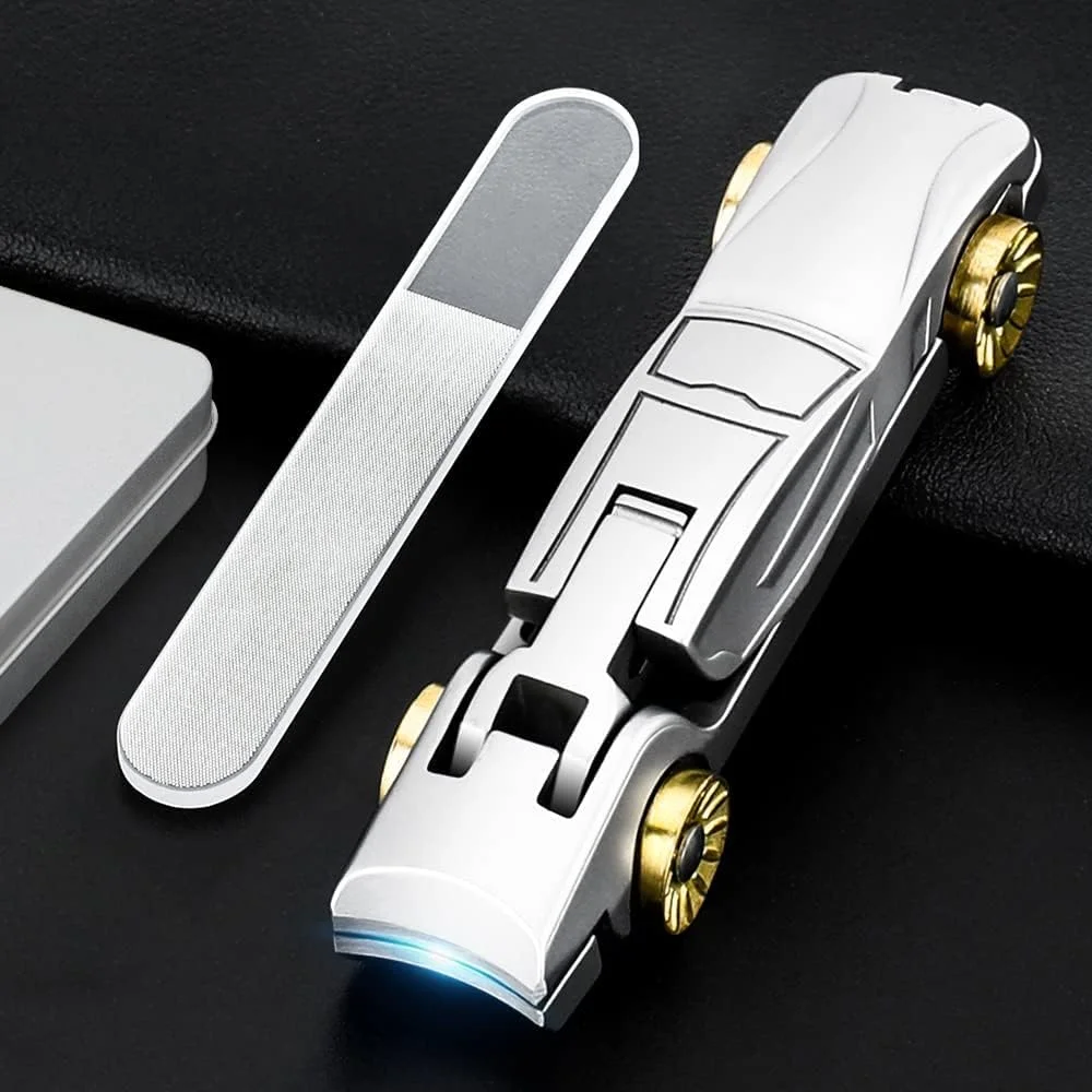 ست ناخن گیر با فک فوق العاده پهن و سوهان ناخن نانو، ناخن گیر استیل ضد زنگ با کاربری آسان، قیچی ناخن ضخیم برای مانیکور و پدیکور ناخن های فرورفته، مناسب آقایان و بانوان (طرح ماشین - نقره ای)