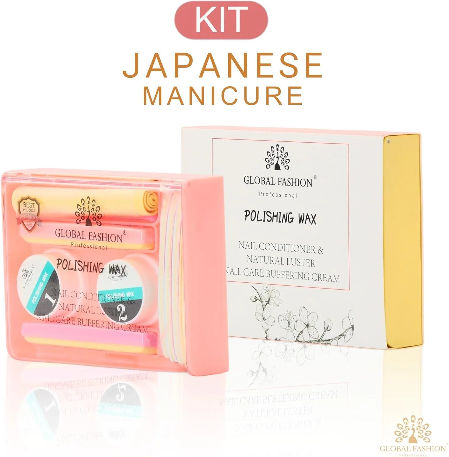 ست مانیکور ژاپنی گلوبال فشن - مجموعه پولیش و واکس و پودر، تقویت کننده و نرم کننده طبیعی ناخن، کیفیت سالنی، ست کامل مراقبت از ناخن