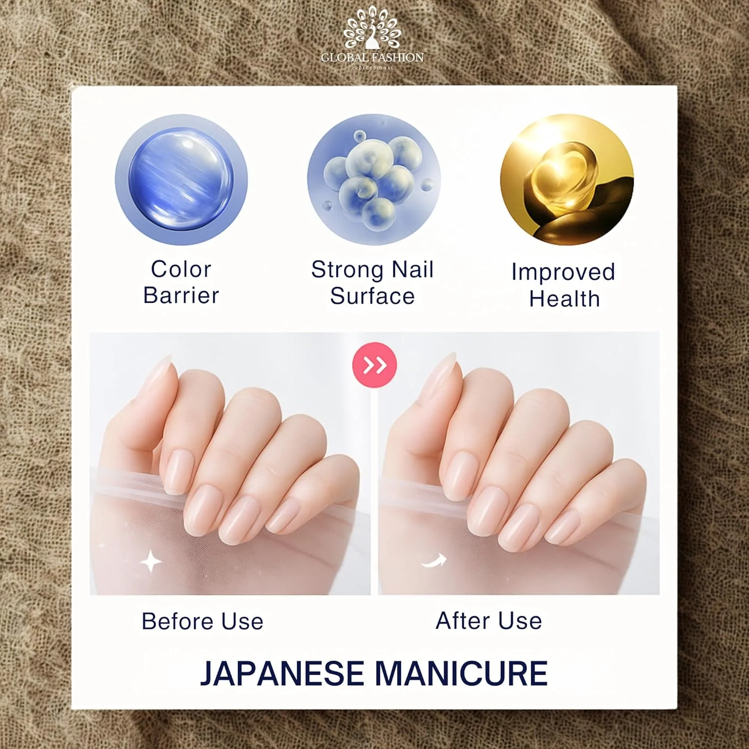 ست مانیکور ژاپنی گلوبال فشن - مجموعه پولیش و براق کننده ناخن، درمان با موم و پودر، نرم کننده و تقویت کننده طبیعی ناخن، کیفیت سالنی، ست کامل مراقبت از ناخن