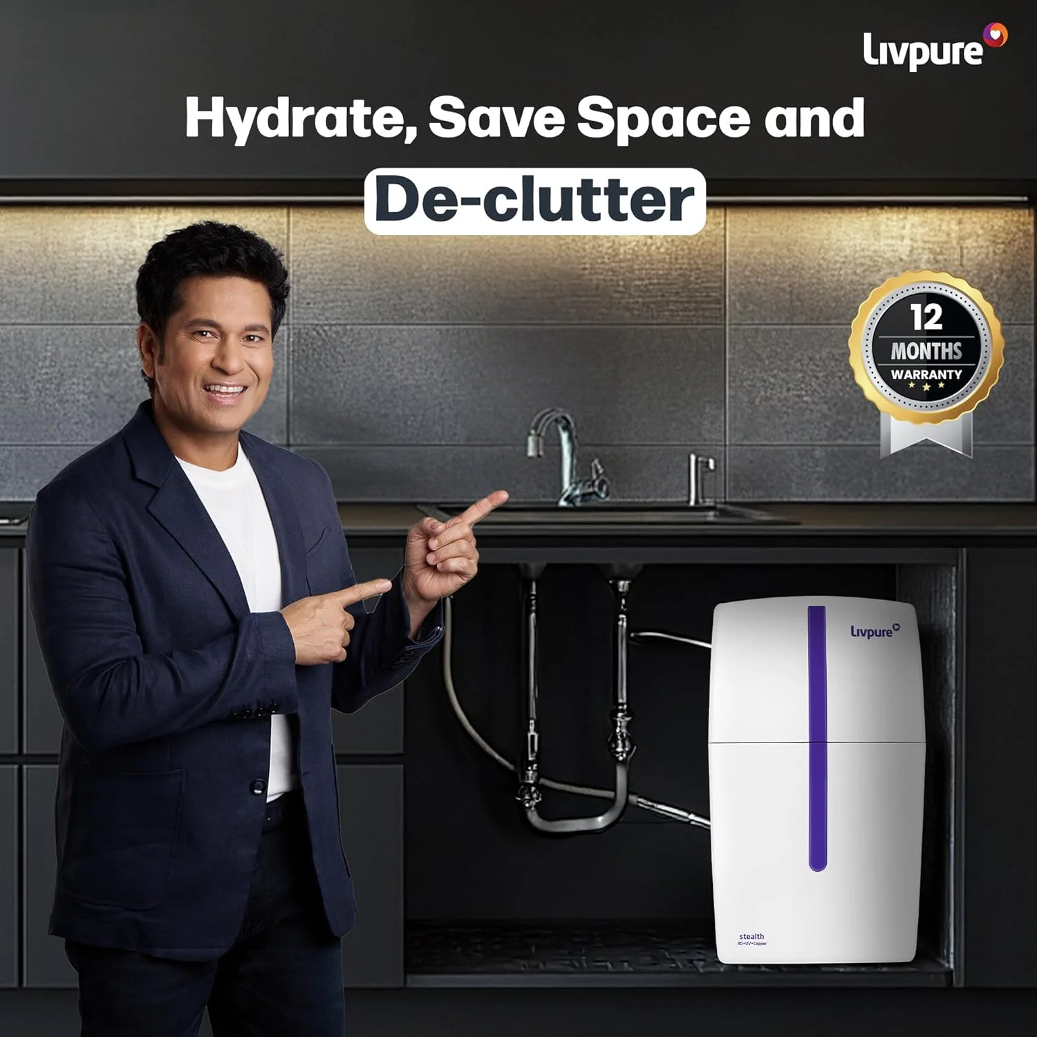 دستگاه تصفیه آب زیر سینکی لیوپیور مدل Stealth، فناوری تصفیه 6 مرحله ای RO+UV، مخزن ذخیره سازی 7 لیتری، طراحی شیک و جمع و جور