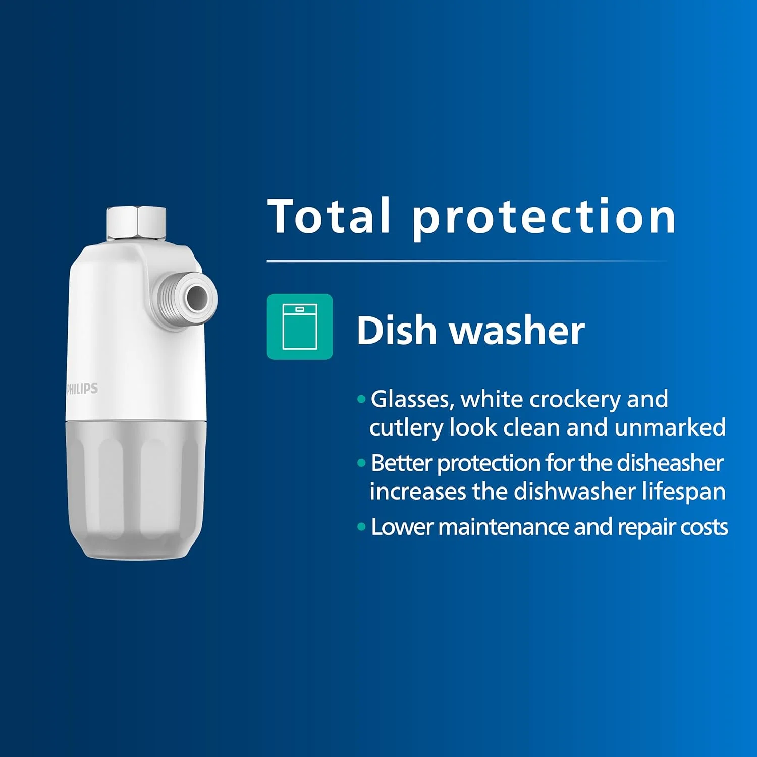 فیلتر ضد رسوب آب فیلیپس، فیلتراسیون 3 مرحله ای، ظرفیت فیلتر 27000 لیتری، محافظت از ماشین لباسشویی، ماشین ظرفشویی و آبگرمکن شما