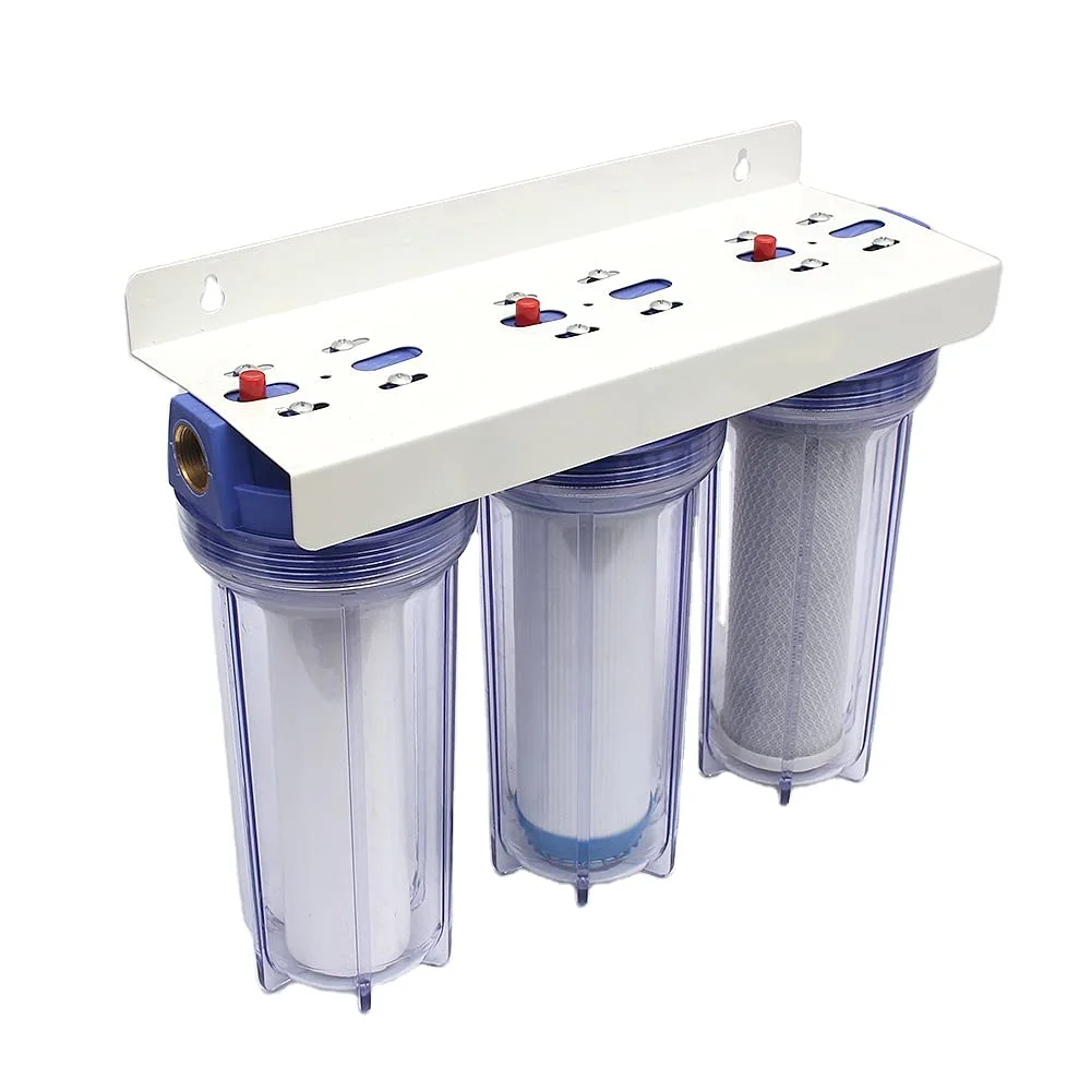 فیلتر تصفیه آب سه مرحله ای زیر سینکی/دیواری، بدون مخزن، ظرفیت بالا، رسوب گیر + کربن برای آب آشامیدنی تمیز، طعم بهتر، حذف آلاینده ها