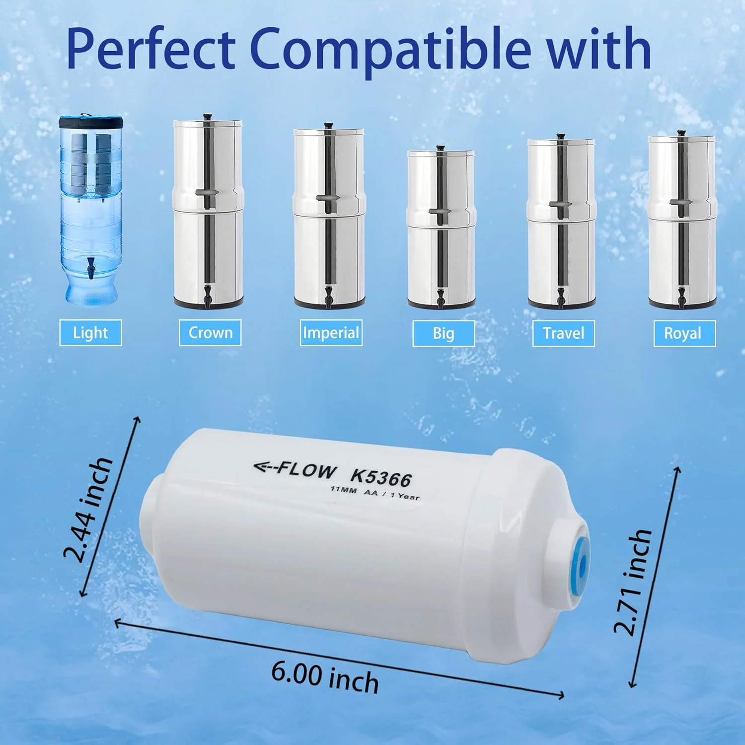 فیلتر فلوراید، جایگزین عناصر کاهنده آرسنیک و فلوراید PF-2، سازگار با سیستم فیلتراسیون گرانشی، مواد فیلتر طبیعی، بسته 2 عددی