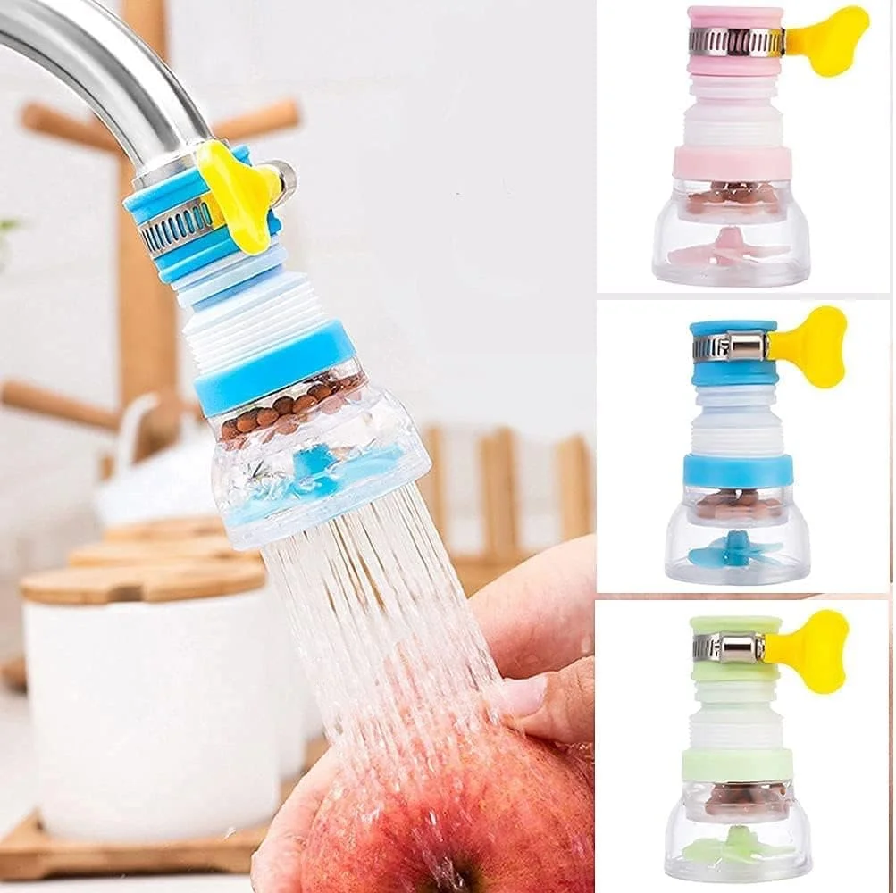 شیر آب تصفیه کننده آب 360 درجه Seven Moon برای مصارف خانگی، فیلتر 3 لایه تصفیه کننده آب با کربن فعال، تصفیه کننده کوچک شیر آب