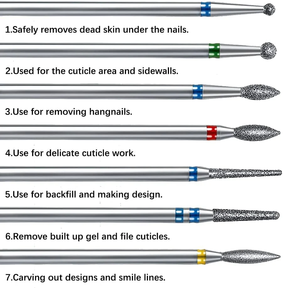 مجموعه مته های مانیکور MAKINGTEC، ۱۴ عددی، مجموعه ابزار حرفه ای پرداخت چرخشی الماسه، ابزار مانیکور و پدیکور برای ناخن های ژلی و اکریلیک