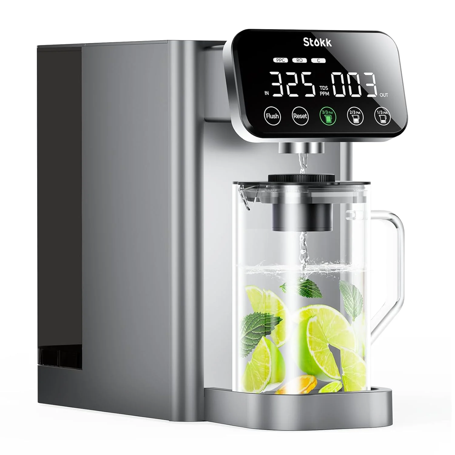 دستگاه تصفیه آب اسمز معکوس رومیزی Stokk E1، سیستم تصفیه آب 5 مرحله ای RO، دارای گواهینامه NSF/ANSI 58، کاهش دهنده کلر و طعم نامطبوع، دستگاه تصفیه آب قابل حمل بدون نیاز به نصب برای خانه و محل کار