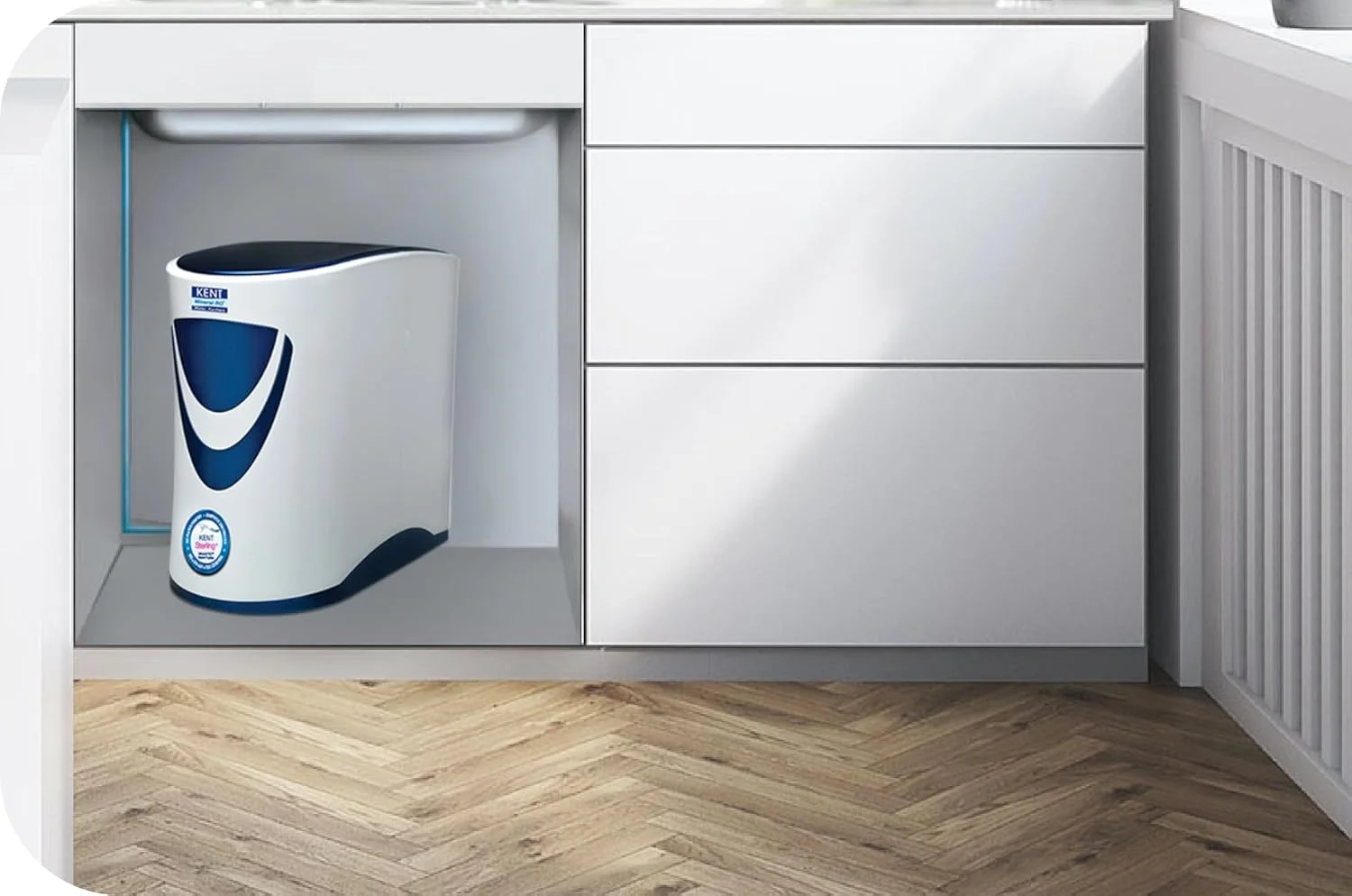 دستگاه تصفیه آب استرلینگ پلاس از کِنت با فیلتر مواد معدنی RO - فرآیند تصفیه چندگانه با RO + UV + UF + کنترل TDS - مخزن 6 لیتری - جریان 20 لیتر در ساعت - زیر سینکی