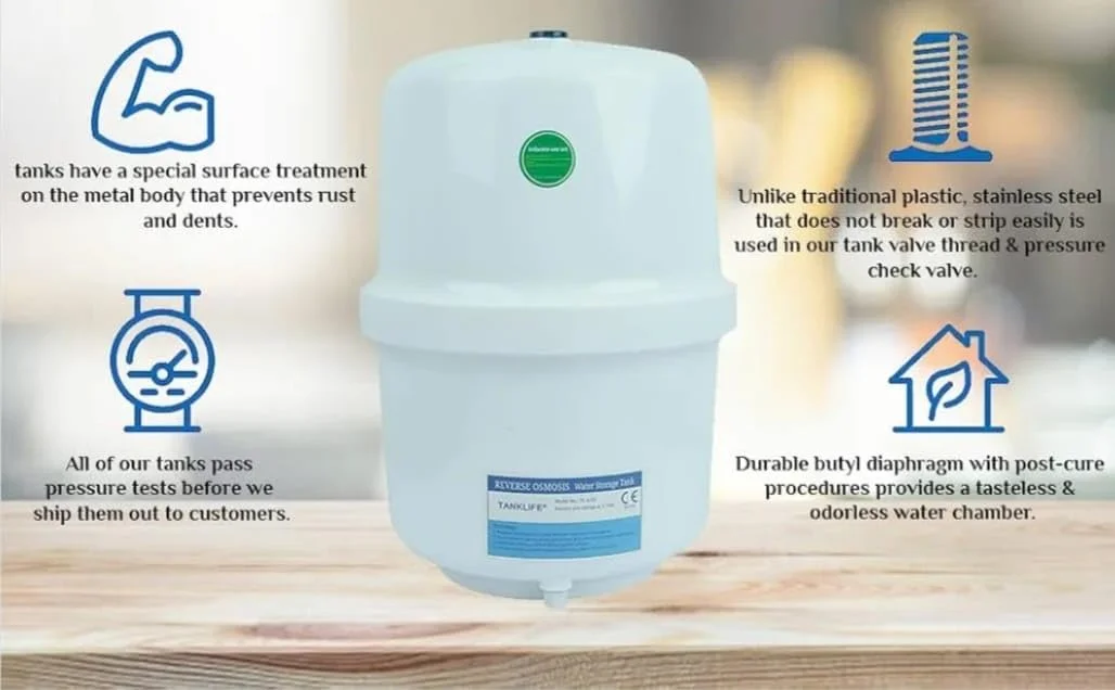 مخزن ذخیره آب تحت فشار 5 گالنی TANK LIFE برای سیستم های اسمز معکوس (RO)، سفید