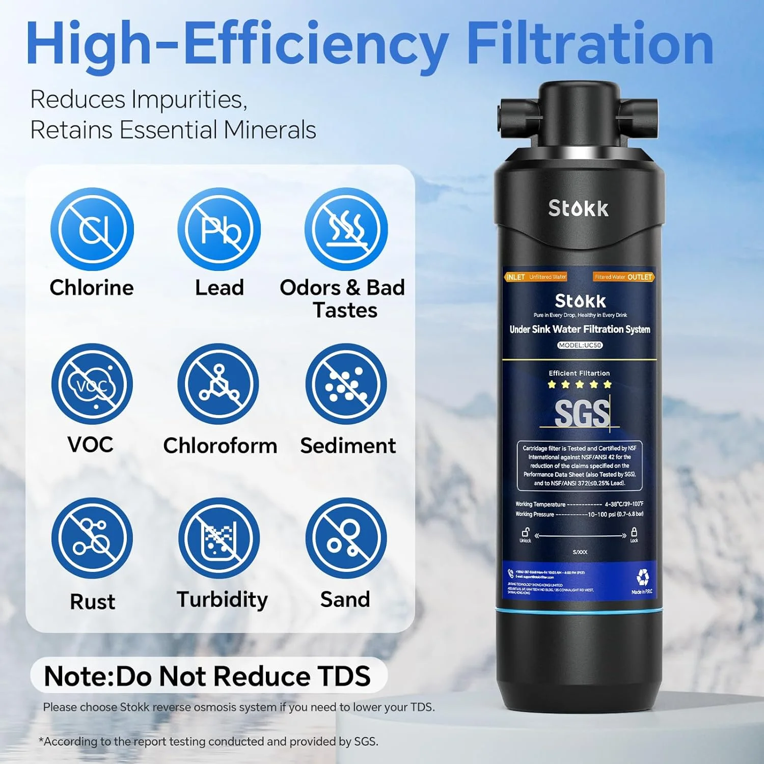 فیلتر آب زیر سینکی Stokk UC50، کاهش سرب، کلر، طعم و بوی نامطبوع، 26000 گالن سیستم فیلتر آب زیر پیشخوان اتصال مستقیم به شیر آشپزخانه، NSF/ANSI 372& 42& 53 فیلتر آب زیر سینکی Stokk UC50، کاهش سرب، کلر، طعم و بوی نامطبوع، 26000 گالن سیستم فیلتر آب زیر پیشخوان اتصال مستقیم به شیر آشپزخانه، NSF/ANSI 372& 42& 53