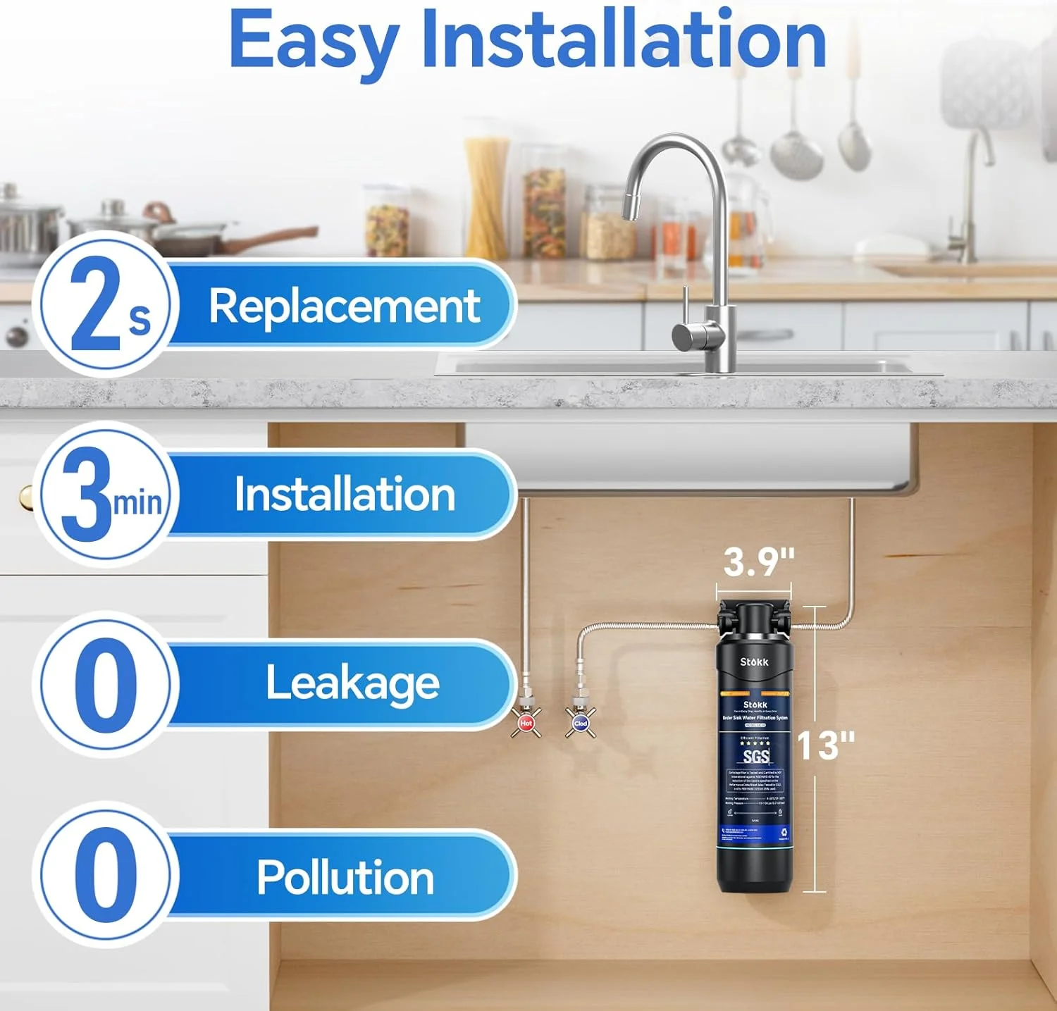 فیلتر آب زیر سینکی Stokk UC50، کاهش سرب، کلر، طعم و بوی نامطبوع، 26000 گالن سیستم فیلتر آب زیر پیشخوان اتصال مستقیم به شیر آشپزخانه، NSF/ANSI 372& 42& 53 فیلتر آب زیر سینکی Stokk UC50، کاهش سرب، کلر، طعم و بوی نامطبوع، 26000 گالن سیستم فیلتر آب زیر پیشخوان اتصال مستقیم به شیر آشپزخانه، NSF/ANSI 372& 42& 53