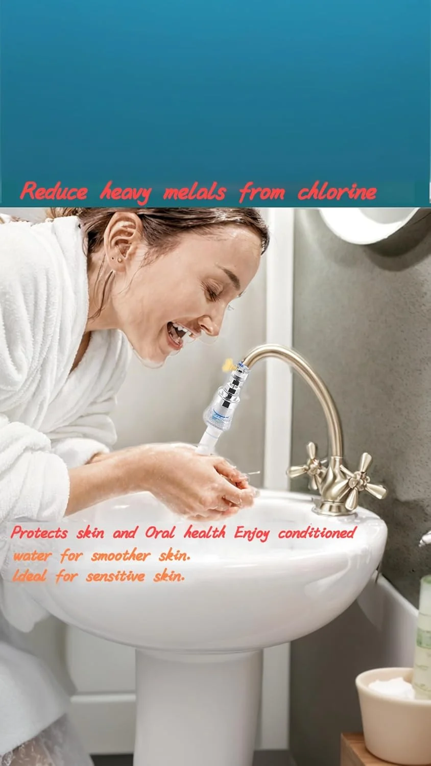 شیر فیلتر آب سینک چرخشی 360 درجه یونیورسال سِوِن سویت - تصفیه آب آشپزخانه و حمام، حذف کلر، فلوراید، فلزات سنگین و نرم کردن آب سخت (2 عدد) شیر فیلتر آب سینک چرخشی 360 درجه یونیورسال سِوِن سویت - تصفیه آب آشپزخانه و حمام، حذف کلر، فلوراید، فلزات سنگین و نرم کردن آب سخت (2 عدد)