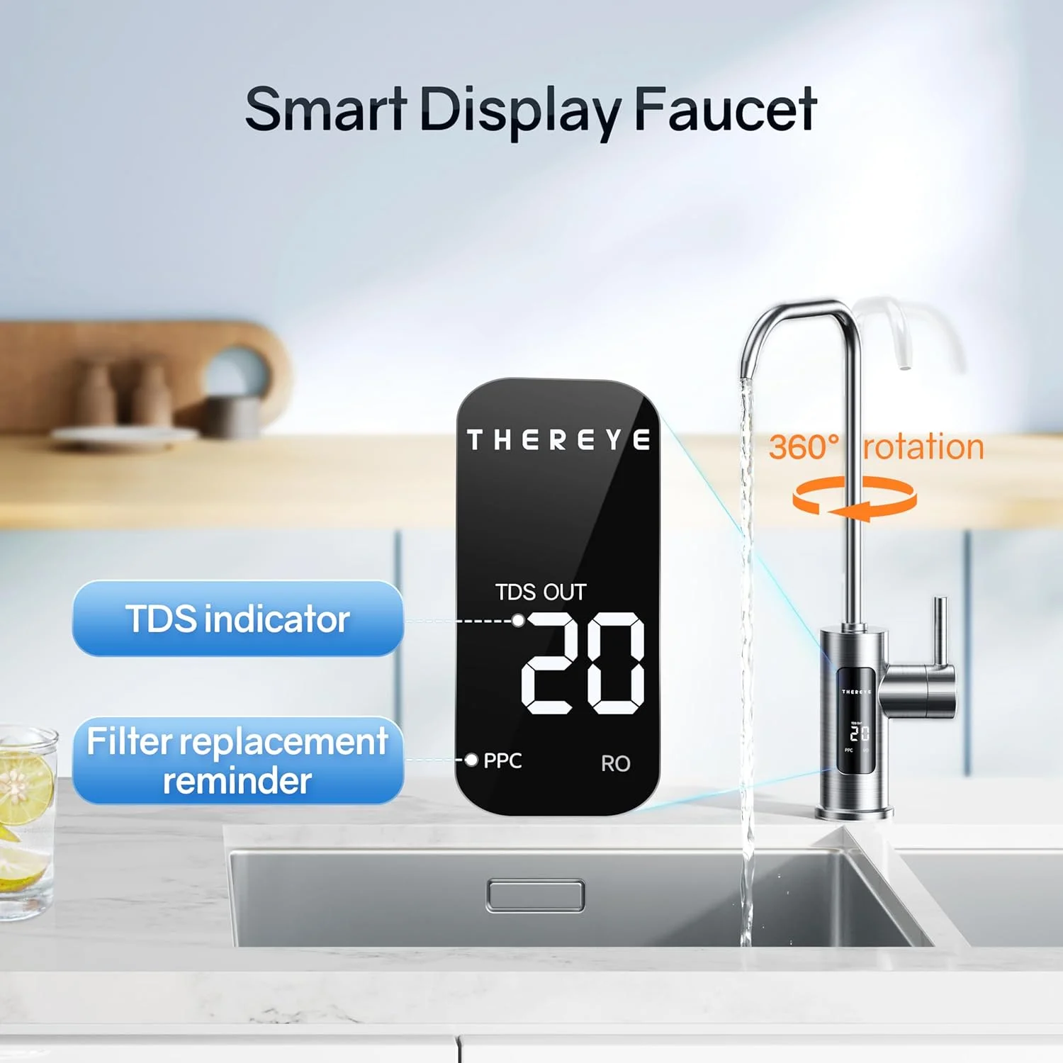 سیستم اسمز معکوس 8 مرحله ای Thereye، فیلتر آب اسمز معکوس بدون مخزن 700 GPD، سیستم تصفیه آب RO زیر سینکی، کاهش PFAS/TDS، شیر LED هوشمند، نسبت آب خالص به زهکشی 2:1، آبی سیستم اسمز معکوس 8 مرحله ای Thereye، فیلتر آب اسمز معکوس بدون مخزن 700 GPD، سیستم تصفیه آب RO زیر سینکی، کاهش PFAS/TDS، شیر LED هوشمند، نسبت آب خالص به زهکشی 2:1، آبی