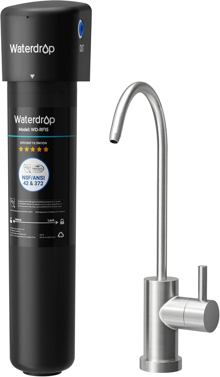 سیستم فیلتر آب زیر سینکی Waterdrop 15UB&15UB-UF مشکی سیستم فیلتر آب زیر سینکی Waterdrop 15UB&15UB-UF مشکی