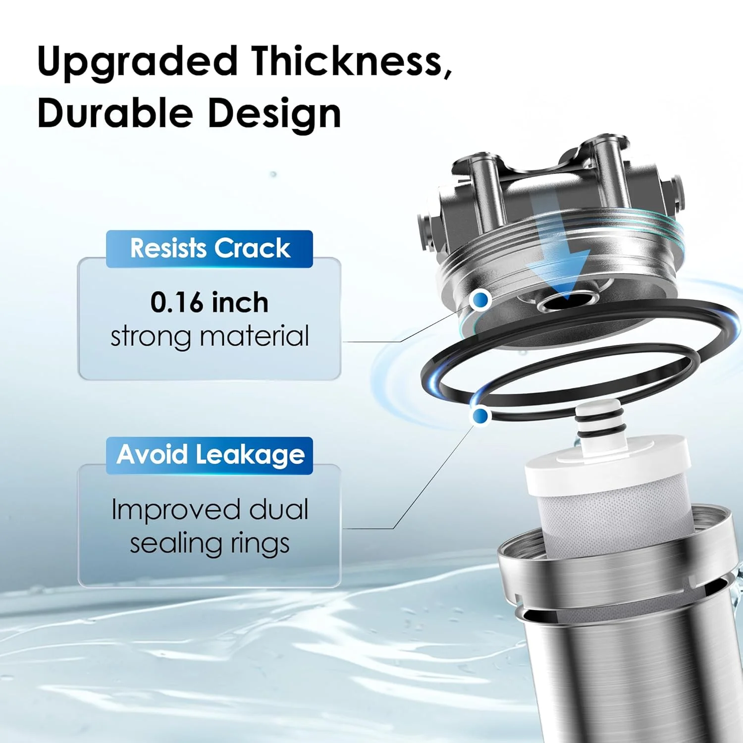 فیلتر آب زیر سینکی Waterdrop BS08، سیستم فیلتر آب استیل با طول عمر 1 ساله، کاهش کلر، سرب، فلزات سنگین، طعم و بوی نامطبوع (شامل 1 فیلتر و 1 شیر نیکل برس خورده) فیلتر آب زیر سینکی Waterdrop BS08، سیستم فیلتر آب استیل با طول عمر 1 ساله، کاهش کلر، سرب، فلزات سنگین، طعم و بوی نامطبوع (شامل 1 فیلتر و 1 شیر نیکل برس خورده)