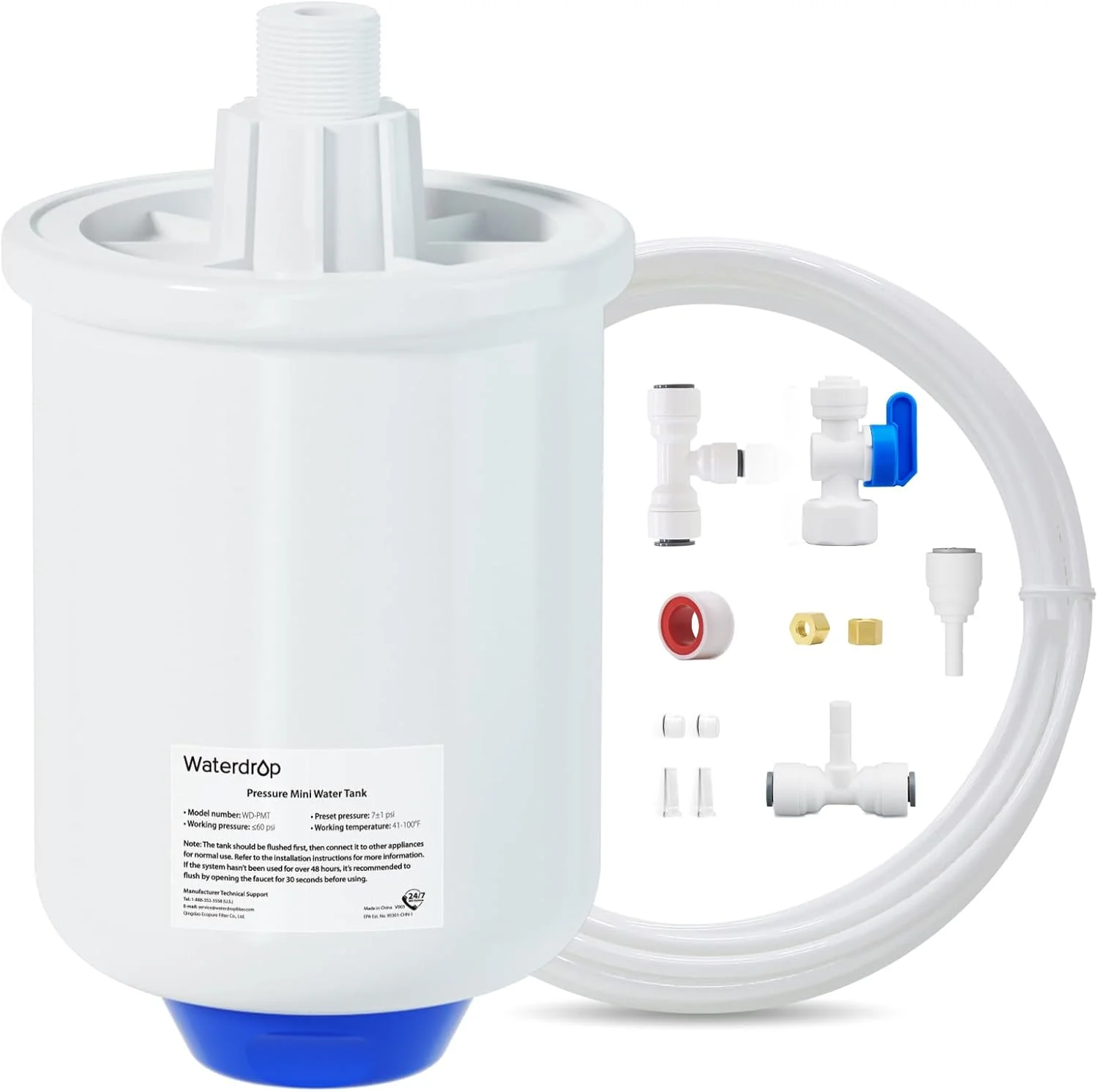 مخزن آب تحت فشار کوچک Waterdrop PMT برای سیستم اسمز معکوس بدون مخزن G3, G2, G2P600, D6, D4، مخزن ذخیره سازی تحت فشار ۰.۲۶ گالن مدل های PD400,PD500,PD600,PX500,PX500-A با لوله ۱/۴ اینچ مخزن آب تحت فشار کوچک Waterdrop PMT برای سیستم اسمز معکوس بدون مخزن G3, G2, G2P600, D6, D4، مخزن ذخیره سازی تحت فشار ۰.۲۶ گالن مدل های PD400,PD500,PD600,PX500,PX500-A با لوله ۱/۴ اینچ