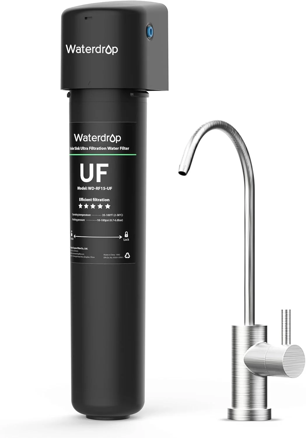 سیستم فیلتر آب زیر سینکی Waterdrop 15UB-UF با دقت 0.01 میکرومتر برای کاهش باکتری ها، کاهش سرب، کلر، طعم و بوی نامطبوع، ظرفیت 16000 گالن، همراه با شیر آب نیکل برس خورده اختصاصی، تکنولوژی آمریکا سیستم فیلتر آب زیر سینکی Waterdrop 15UB-UF با دقت 0.01 میکرومتر برای کاهش باکتری ها، کاهش سرب، کلر، طعم و بوی نامطبوع، ظرفیت 16000 گالن، همراه با شیر آب نیکل برس خورده اختصاصی، تکنولوژی آمریکا
