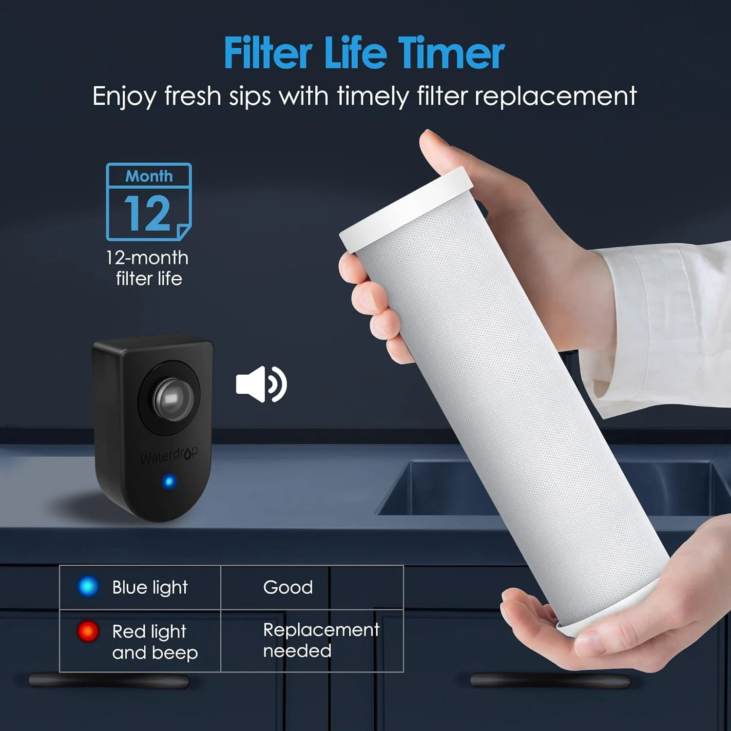 فیلتر آب زیر سینکی Waterdrop AS13، سیستم فیلتراسیون آب زیر سینکی بدون نیاز به سوراخکاری، کاهش دهنده PFAS، PFOA/PFOS، سیستم فیلتر آب زیر سینکی 6 مرحله ای استیل ضد زنگ فیلتر آب زیر سینکی Waterdrop AS13، سیستم فیلتراسیون آب زیر سینکی بدون نیاز به سوراخکاری، کاهش دهنده PFAS، PFOA/PFOS، سیستم فیلتر آب زیر سینکی 6 مرحله ای استیل ضد زنگ