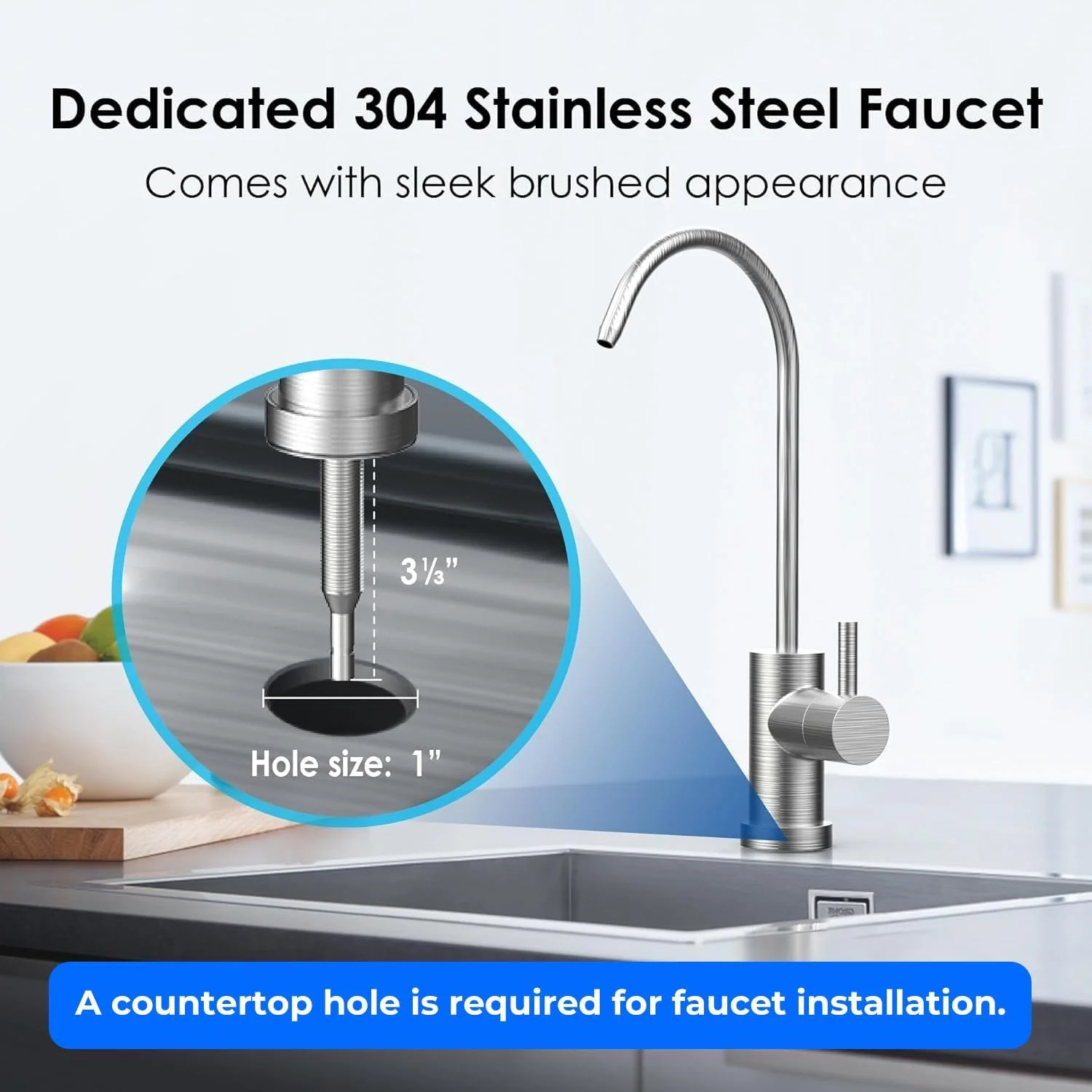 سیستم فیلتر آب زیر سینکی Waterdrop 15UB-UF با دقت 0.01 میکرومتر برای کاهش باکتری ها، کاهش سرب، کلر، طعم و بوی نامطبوع، ظرفیت 16000 گالن، همراه با شیر آب نیکل برس خورده اختصاصی، تکنولوژی آمریکا