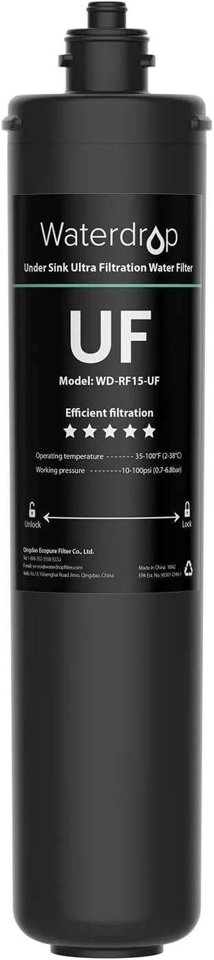 کارتریج فیلتر جایگزین 0.01 میکرون Waterdrop RF15-UF برای فیلتر آب زیر سینکی 15UA/15UA-UF/15UB/15UB-UF/15UC/15UC-UF، کاهش سرب، کلر، طعم و بوی بد، ظرفیت بالای 19000 گالن کارتریج فیلتر جایگزین 0.01 میکرون Waterdrop RF15-UF برای فیلتر آب زیر سینکی 15UA/15UA-UF/15UB/15UB-UF/15UC/15UC-UF، کاهش سرب، کلر، طعم و بوی بد، ظرفیت بالای 19000 گالن