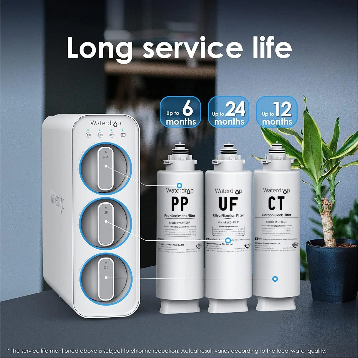 پک فیلتر جایگزین زیر سینکی Waterdrop، 2PP+CT+UF پک فیلتر جایگزین زیر سینکی Waterdrop، 2PP+CT+UF