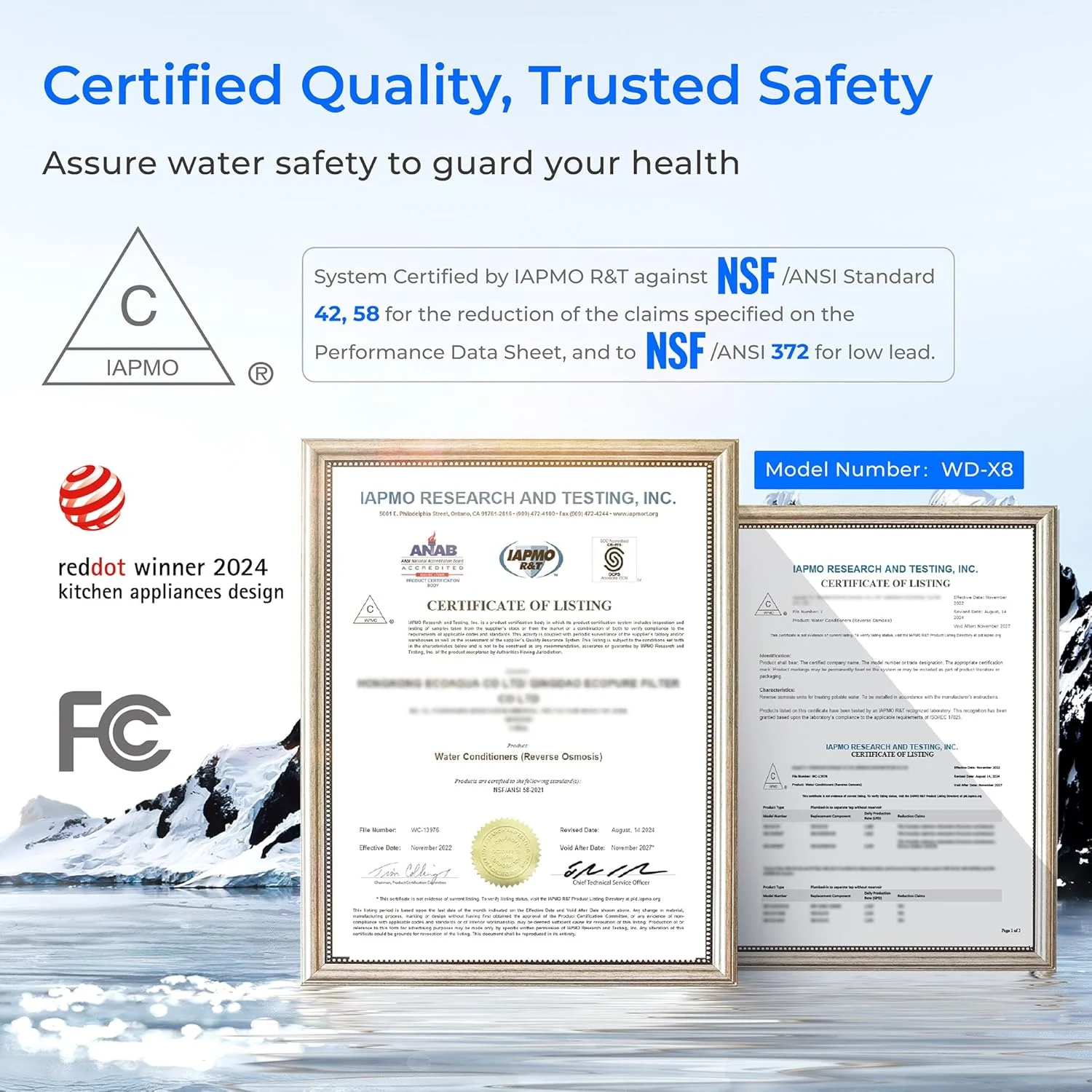 دستگاه تصفیه آب اسمز معکوس بدون مخزن واتر دراپ، 800 گالن در روز، سیستم RO زیر سینکی، شیر هوشمند، سفید، X8 دستگاه تصفیه آب اسمز معکوس بدون مخزن واتر دراپ، 800 گالن در روز، سیستم RO زیر سینکی، شیر هوشمند، سفید، X8