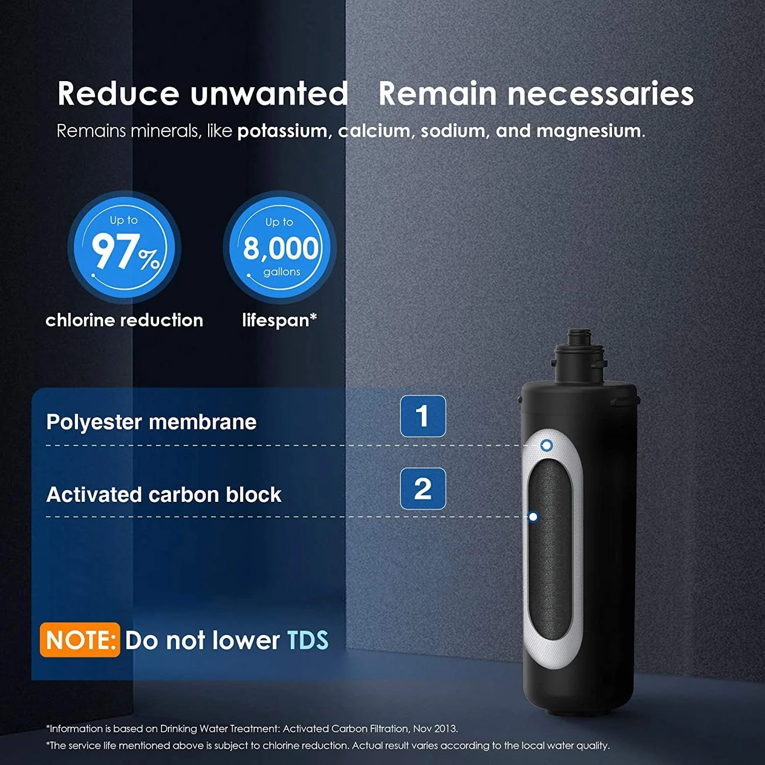 کارتریج فیلتر جایگزین Waterdrop RF10 برای فیلتر آب زیر سینکی 10UA/10UB، کاهش دهنده PFAS، PFOA/PFOS، سرب، کلر، طعم و بوی نامطبوع، دارای گواهی NSF/ANSI 42، ظرفیت بالای 41640 لیتر