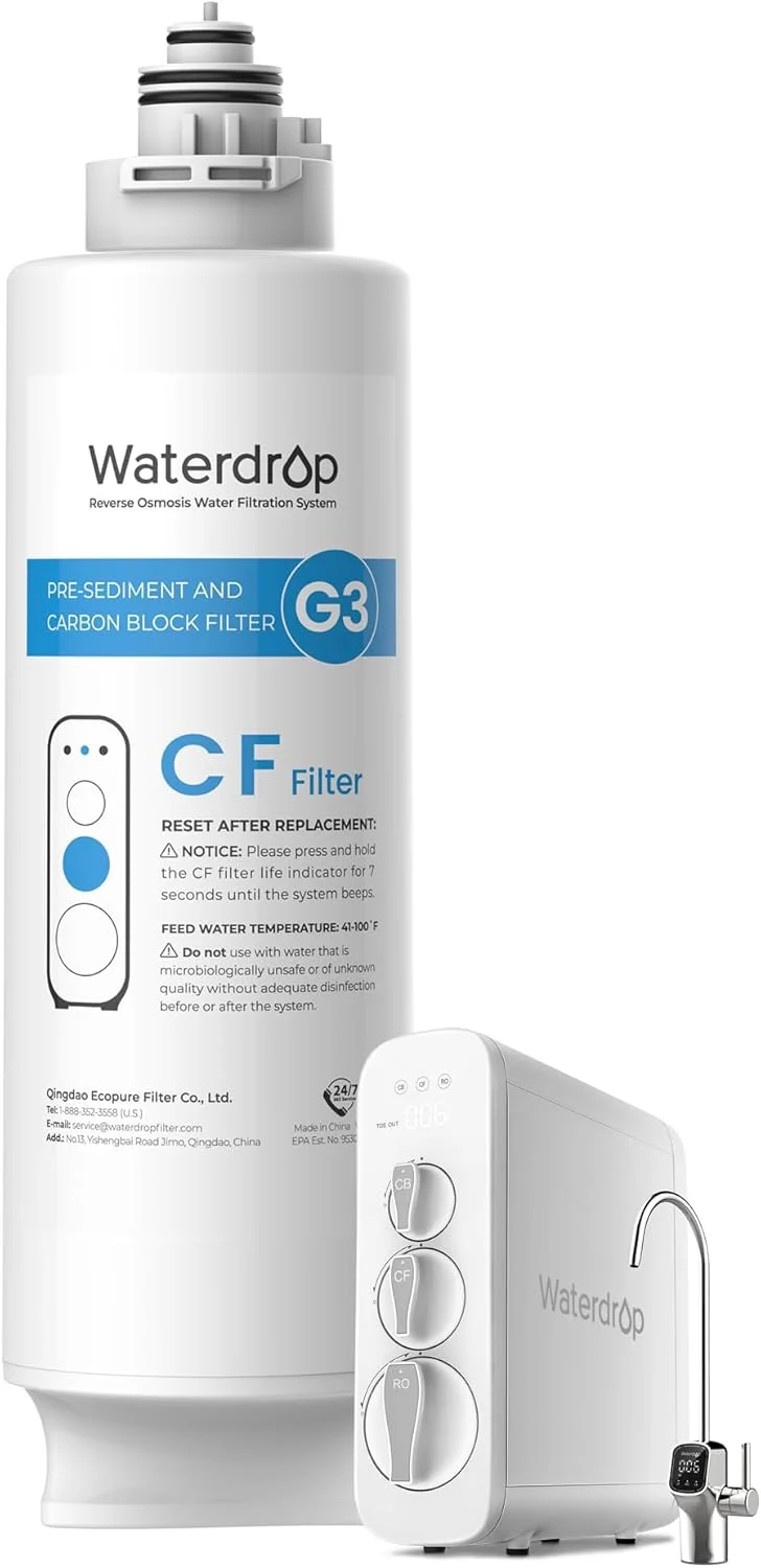 فیلتر Waterdrop WD-G3-CF، جایگزین برای سیستم های اسمز معکوس WD-G3-W، WD-G3P600 و WD-G3P800-W، طول عمر 6 ماهه، طراحی لوگوی جدید فیلتر Waterdrop WD-G3-CF، جایگزین برای سیستم های اسمز معکوس WD-G3-W، WD-G3P600 و WD-G3P800-W، طول عمر 6 ماهه، طراحی لوگوی جدید