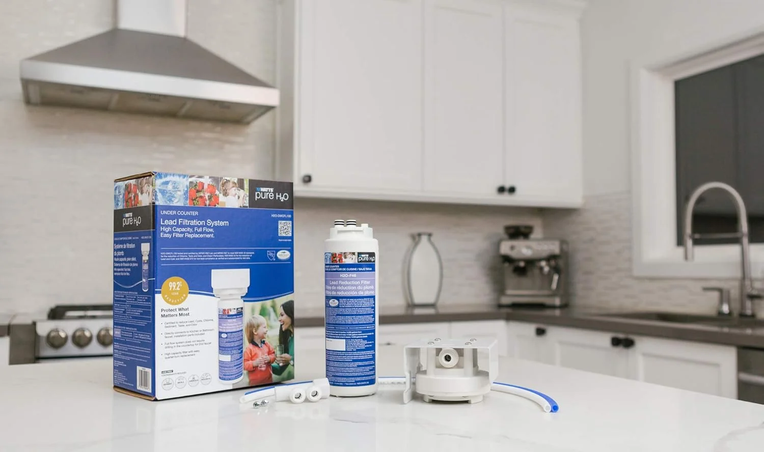 سیستم تصفیه آب زیر سینکی واتس پریمیر Pure H2O با جریان کامل، ظرفیت بالای 4000 گالن آب، کاهش 99.2% سرب سیستم تصفیه آب زیر سینکی واتس پریمیر Pure H2O با جریان کامل، ظرفیت بالای 4000 گالن آب، کاهش 99.2% سرب