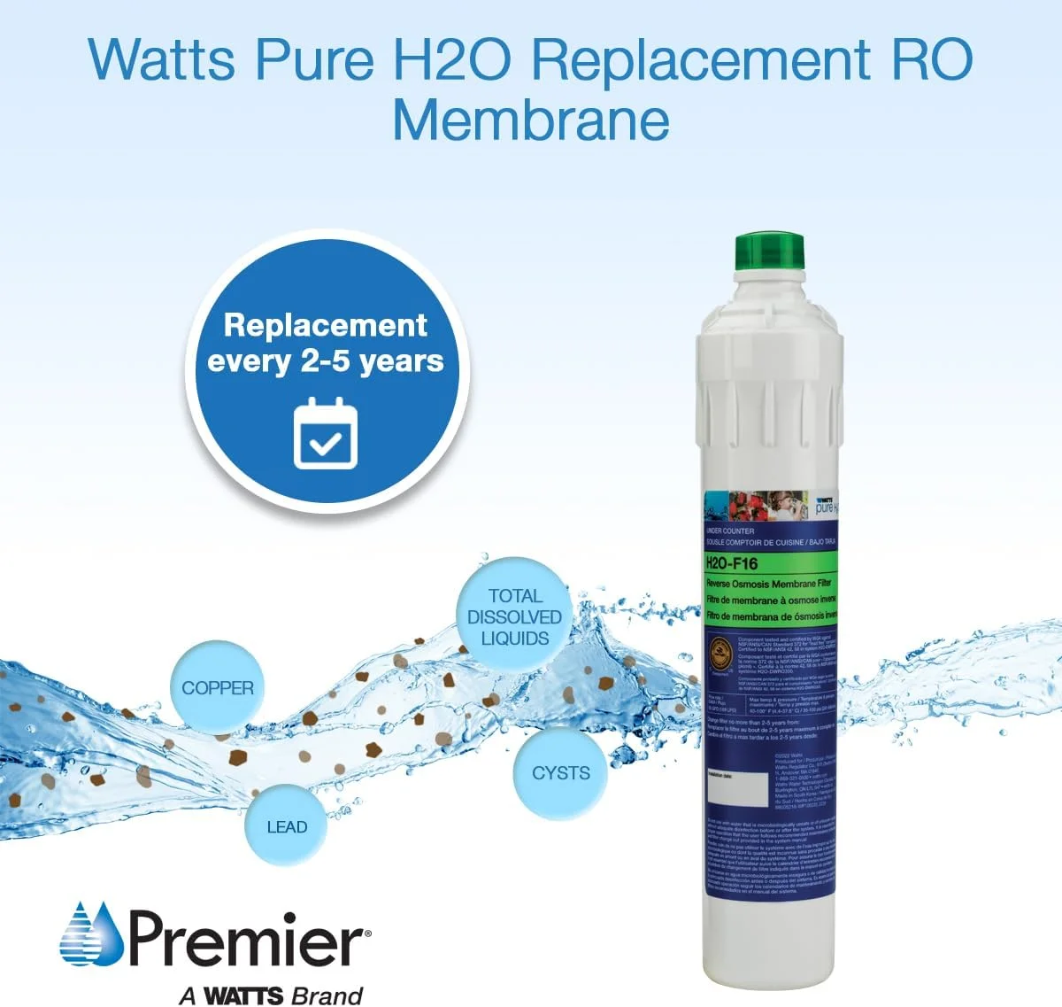فیلتر ممبران جایگزین Watts Pure H2O برای زیر سینک فیلتر ممبران جایگزین Watts Pure H2O برای زیر سینک