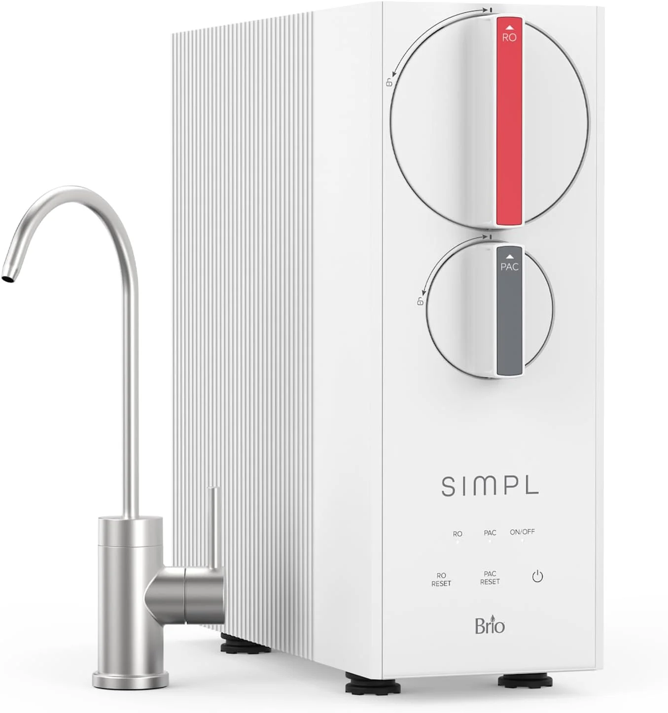 سیستم اسمز معکوس بدون مخزن 4 مرحله ای Brio SIMPL برای زیر سینک، 800 گالن در روز، نرخ جریان 2 لیتر در دقیقه، نسبت آب خالص به زهکشی 2:1، شامل فیلترها، شیر و کیت نصب سیستم اسمز معکوس بدون مخزن 4 مرحله ای Brio SIMPL برای زیر سینک، 800 گالن در روز، نرخ جریان 2 لیتر در دقیقه، نسبت آب خالص به زهکشی 2:1، شامل فیلترها، شیر و کیت نصب