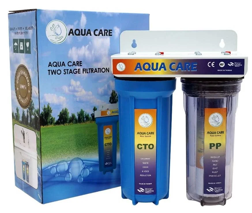 سیستم فیلتر آب دو مرحله ای، فیلترهای CTO و PP، قابل نصب روی دیوار برای استفاده در خانه و محل کار سیستم فیلتر آب دو مرحله ای، فیلترهای CTO و PP، قابل نصب روی دیوار برای استفاده در خانه و محل کار