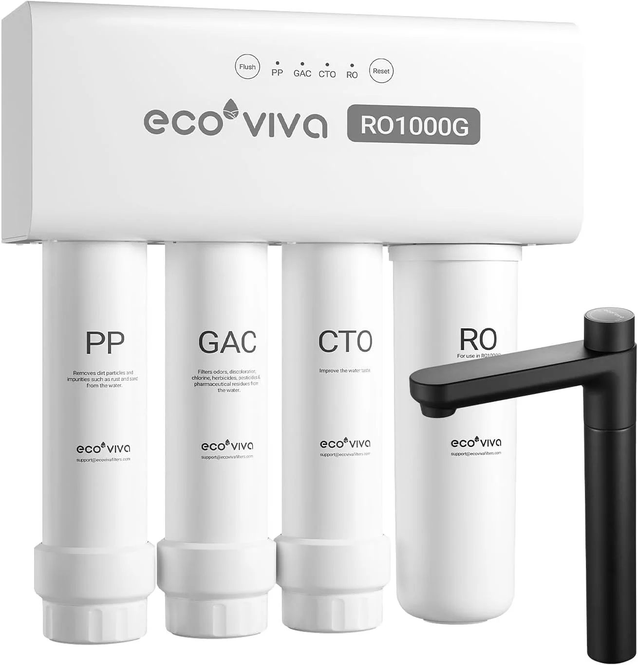 سیستم فیلتر آب زیر سینکی اکوویوا - 1000GPD شیر مشکی سیستم فیلتر آب زیر سینکی اکوویوا - 1000GPD شیر مشکی