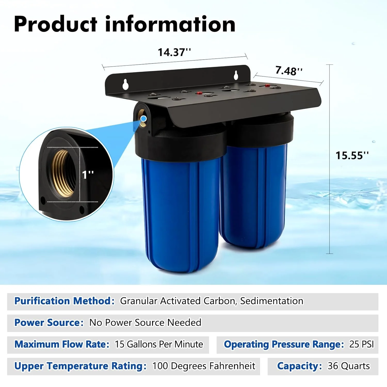 سیستم فیلتر آب کل خانه توربوهود، با فیلتر کربن و فیلتر رسوب، فیلتراسیون 5 مرحله ای، کاهش چشمگیر سرب، کلر، بو و طعم نامطبوع، 2 مرحله ای 5 میکرون WD-WHF21-PG، ورودی/خروجی 1 اینچ سیستم فیلتر آب کل خانه توربوهود، با فیلتر کربن و فیلتر رسوب، فیلتراسیون 5 مرحله ای، کاهش چشمگیر سرب، کلر، بو و طعم نامطبوع، 2 مرحله ای 5 میکرون WD-WHF21-PG، ورودی/خروجی 1 اینچ