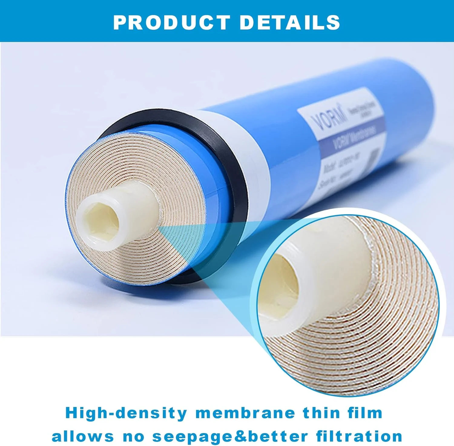 غشای اسمز معکوس Labymos، یک عدد، جایگزین فیلتر آب برای سیستم تصفیه آب آشامیدنی زیر سینکی، کارتریج فیلتر 11.75 اینچ در 1.75 اینچ | 50/75 GPD (گالن در روز) اختیاری