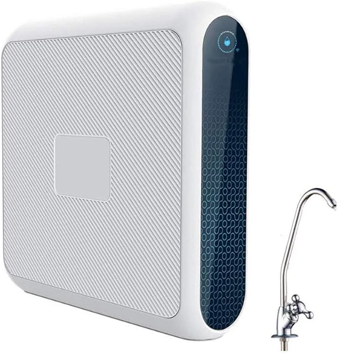 دستگاه تصفیه آب زیر سینکی WRQzxcv با فیلتراسیون 0.01 میکرومتر، دستگاه آب خالص اسمز معکوس، فیلتر دو خروجی شیر آشپزخانه خانگی، فیلتر 4 مرحله ای برای حذف 99.99٪ آلاینده های بزرگتر از 0.