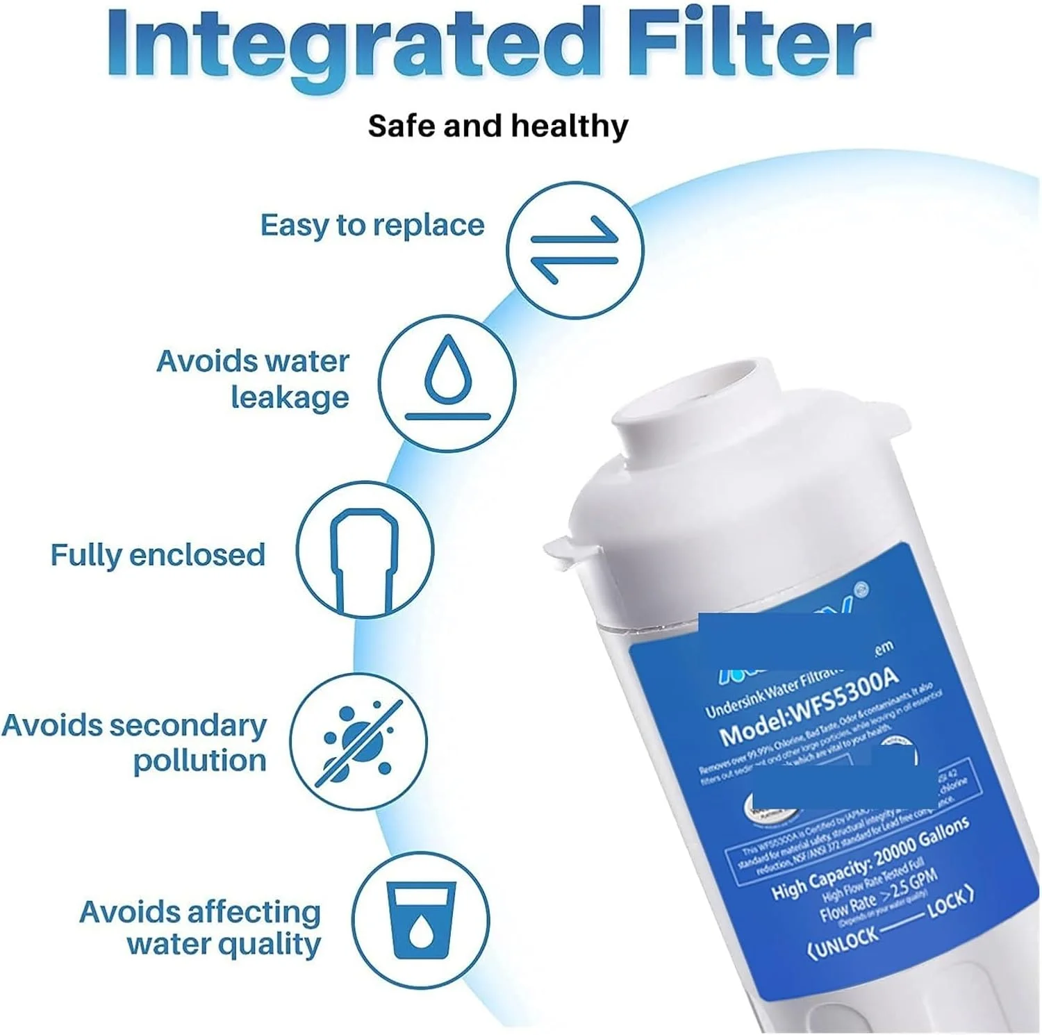 سیستم فیلتراسیون آب WERTYFF، فیلتر جایگزین برای سیستم فیلتراسیون آب آشامیدنی زیر سینک (2 عدد فیلتر جایگزین)