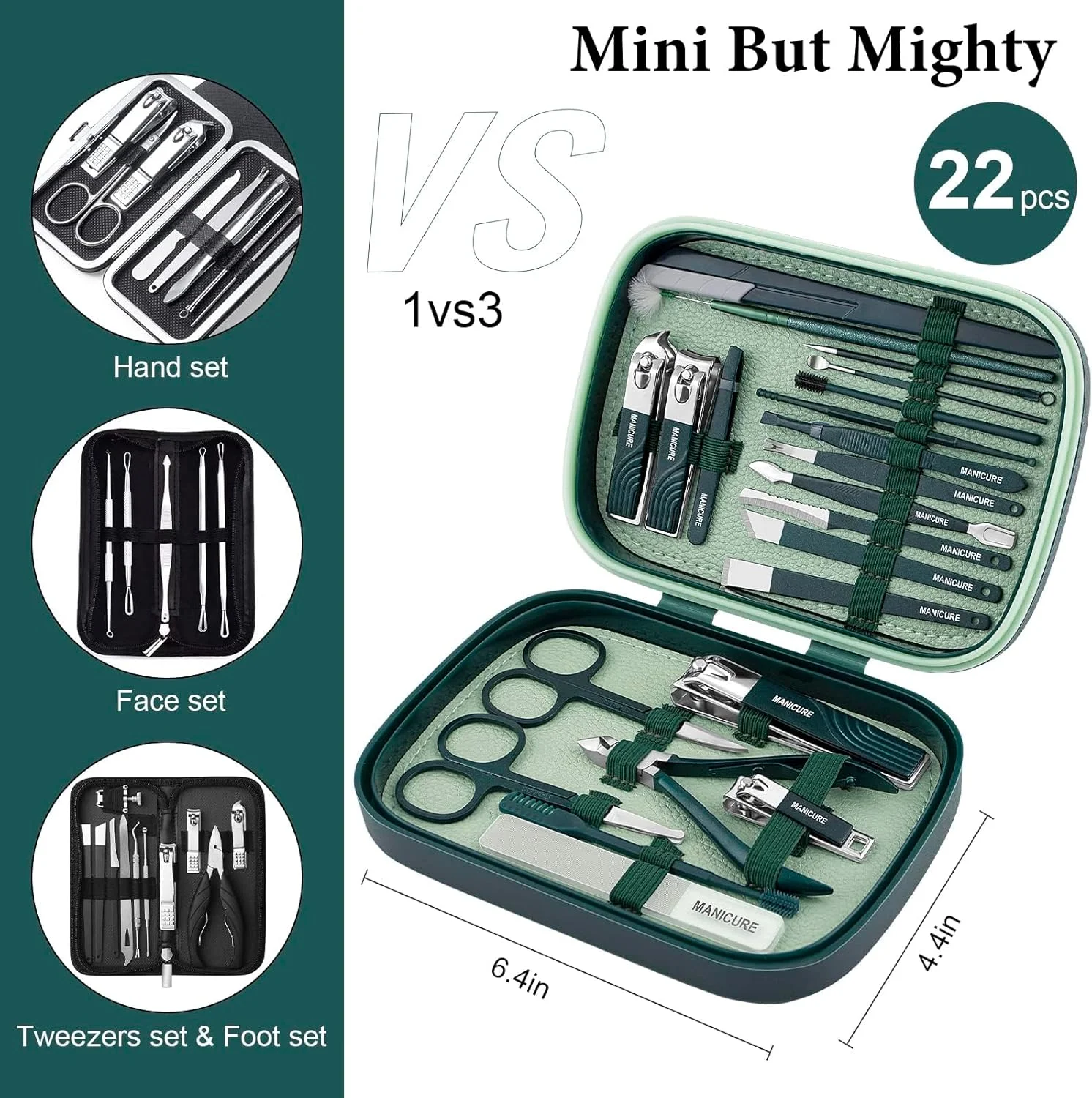 ست مانیکور و پدیکور 22 تکه، ست حرفه ای، ابزار تیز و بادوام از جنس استیل ضد زنگ برای مراقبت از ناخن، مناسب آقایان و بانوان، به همراه کیف مسافرتی لوکس (سبز تیره) ست مانیکور و پدیکور 22 تکه، ست حرفه ای، ابزار تیز و بادوام از جنس استیل ضد زنگ برای مراقبت از ناخن، مناسب آقایان و بانوان، به همراه کیف مسافرتی لوکس (سبز تیره)