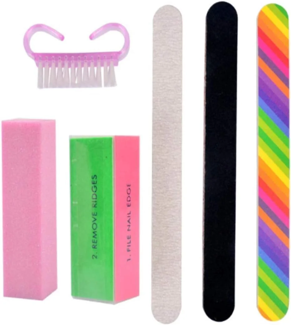 ست ۶ تکه مانیکور پدیکور برای بانوان، سوهان ناخن و بافر قابل شستشو، ست ابزار حرفه ای ناخن