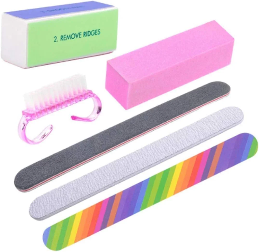 ست ۶ تکه مانیکور پدیکور برای بانوان، سوهان ناخن و بافر قابل شستشو، ست ابزار حرفه ای ناخن