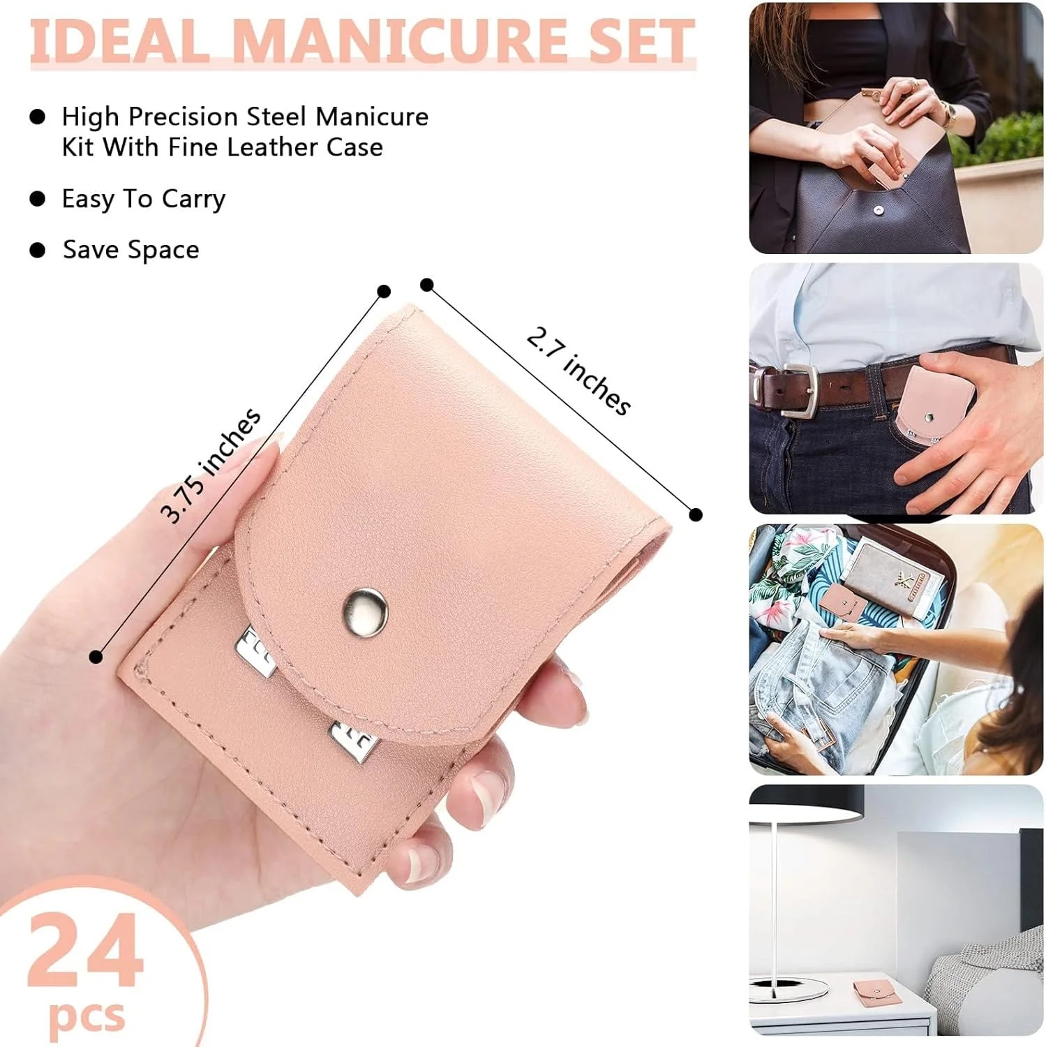 ست مانیکور 4 عددی، ست ناخن گیر، ست پدیکور، ست حرفه ای پدیکور استیل ضد زنگ، ست های پیرایش، ابزار مراقبت از ناخن با کیف مسافرتی لوکس برای مراقبت از ناخن