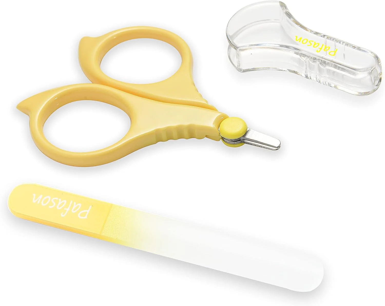 قیچی ناخن نوزاد با نوک گرد ایمن و ست سوهان ناخن شیشه ای نوزاد پافاسون، فولاد ضد زنگ، شیشه فلوت چک، هدیه ایده آل برای نوزادان، کودکان نوپا، نوزاد، کودکان خردسال