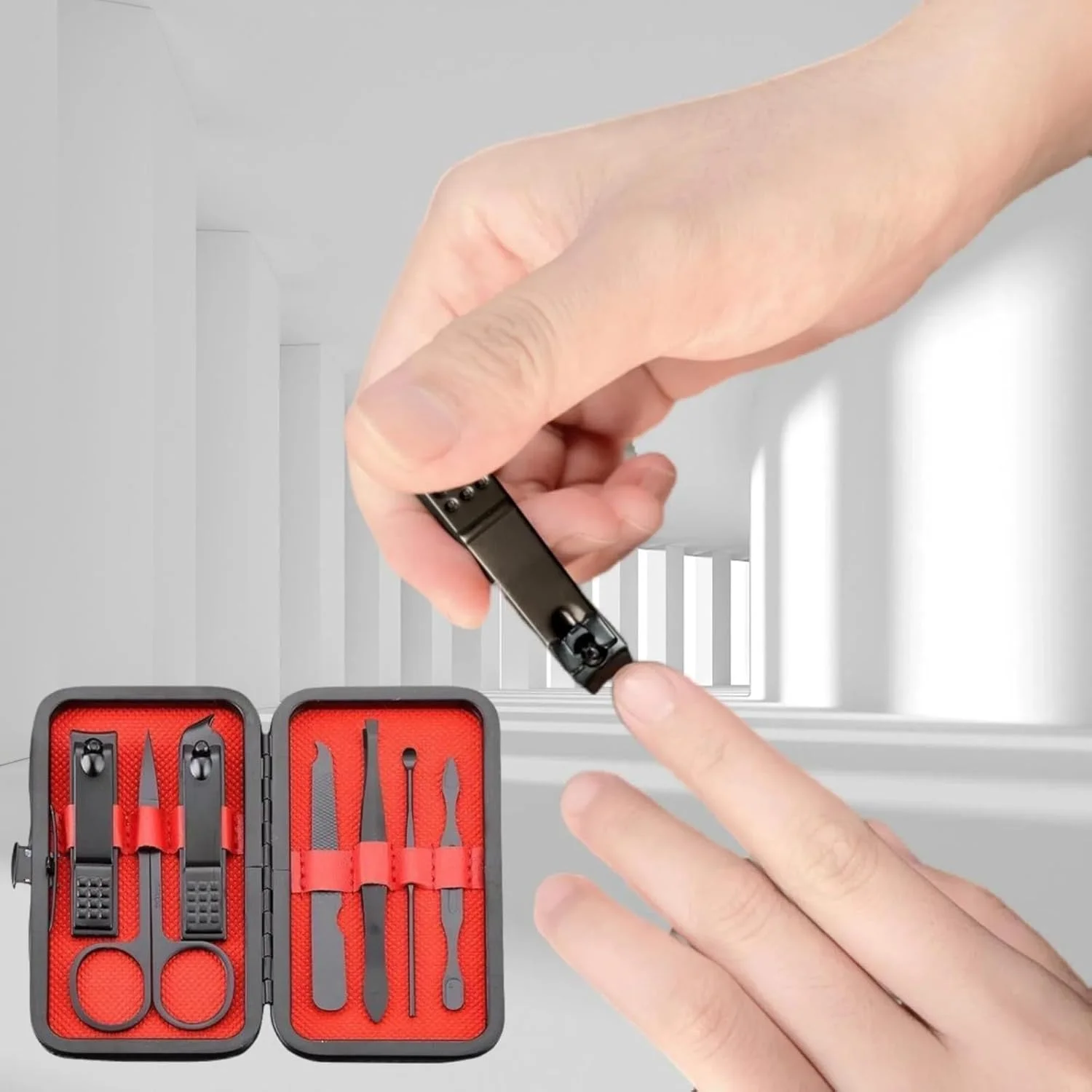 ست مانیکور، ست حرفه ای مراقبت شخصی و پدیکور ناخن، لوازم جانبی مردانه، هدیه پیرایش ناخن برای مردان، همسر، دوست پسر، والدین، مشکی