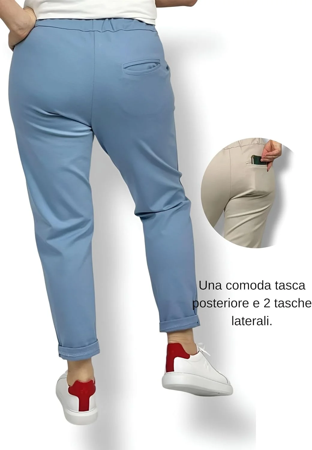 شلوار زنانه پارچه ای بالاندورو، کمر کشی، مدل اسلش، بلند، اسپرت، راحت و کشی مناسب برای اوقات فراغت و محیط کار، آبی روشن، XL