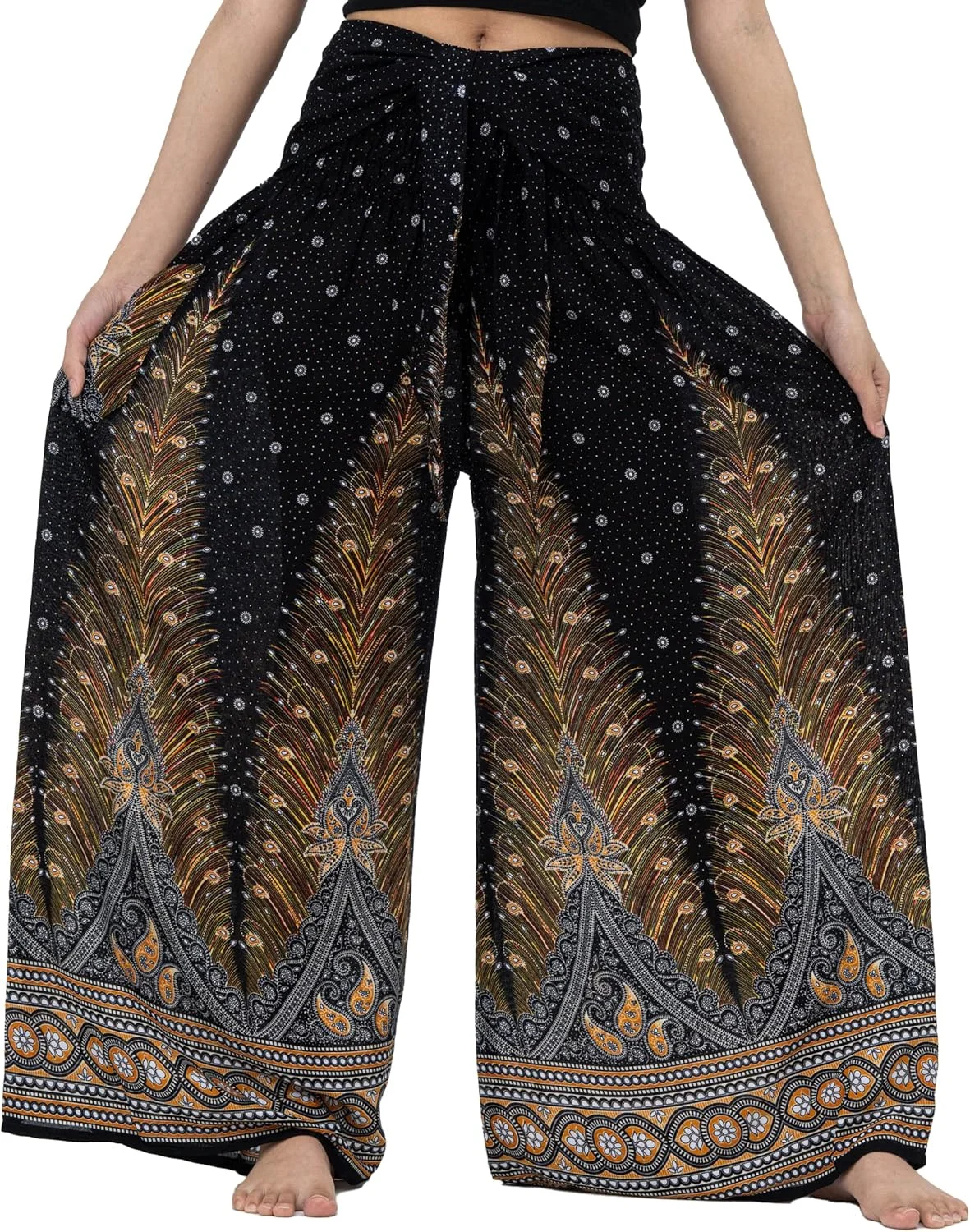 شلوار پالازو زنانه B BANGKOK PANTS، شلوار یوگا پاچه گشاد، شلوار هیپی زنانه، شلوار یوگا