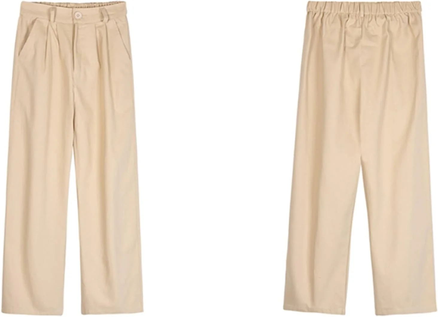 شلوار زنانه BEABAG، شلوار با سگک قابل تنظیم کمر، شلوار سرهمی زنانه، شلوار غیررسمی گشاد و راسته، شلوار ساق پهن تک رنگ (سایز: مدیوم)