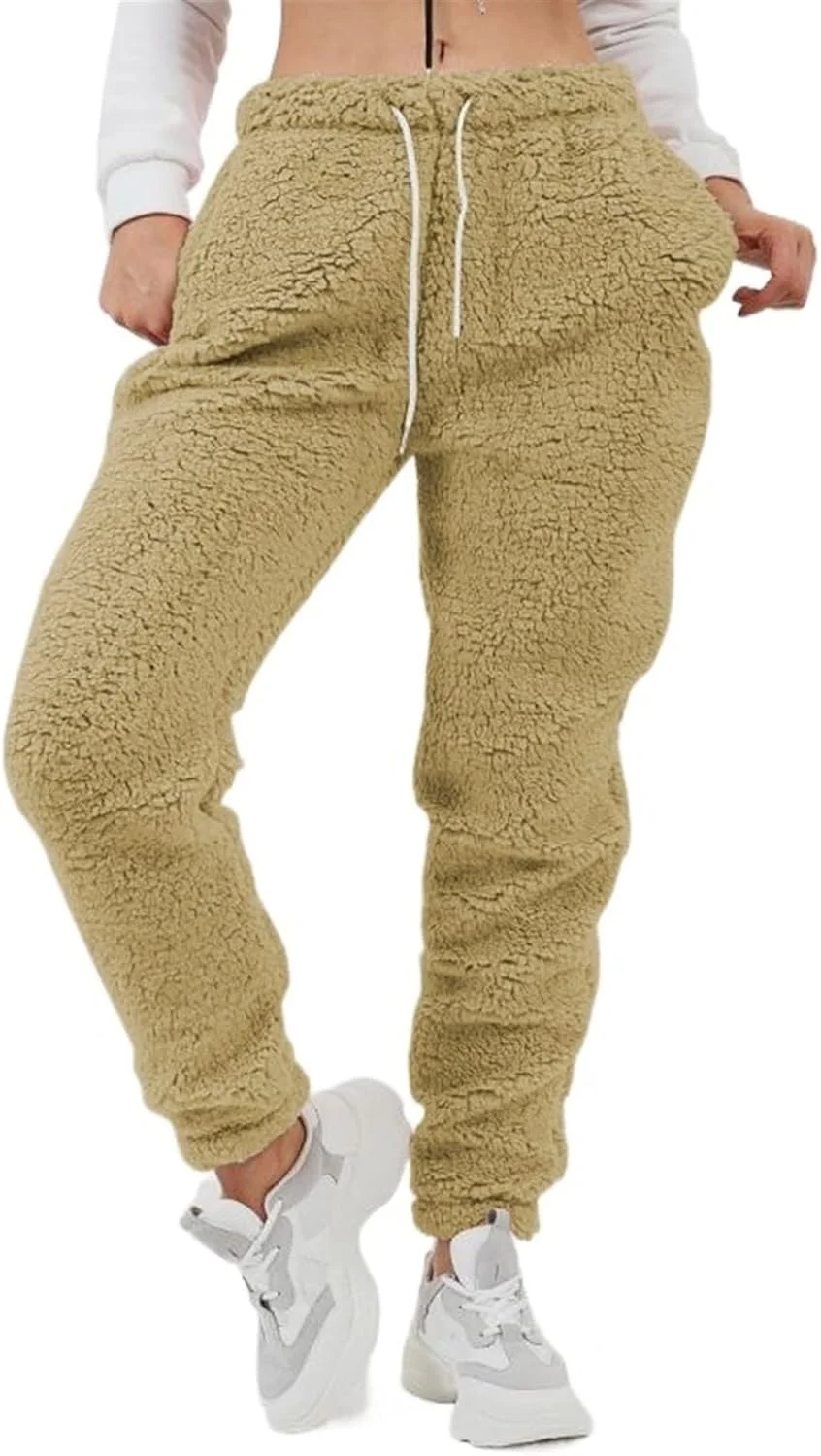 شلوار زنانه زمستانی پشمی مصنوعی، شلوار جاگر زنانه، شلوار گرمکن پشمی بره ای زنانه، شلوار مخملی زنانه، شلوار حرارتی گشاد (رنگ: Hortel، سایز: 4XL)